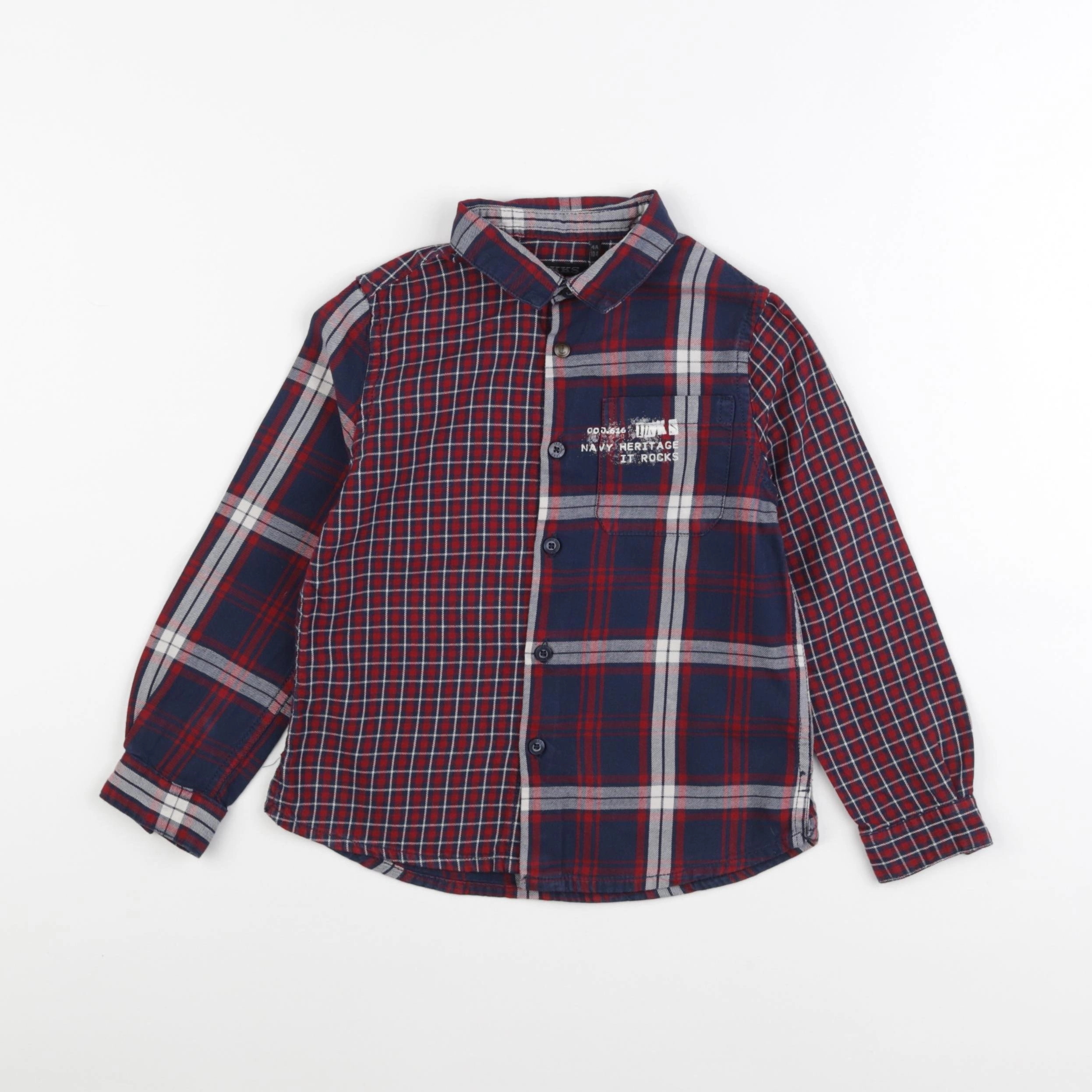 IKKS - chemise bleu, rouge - 4 ans