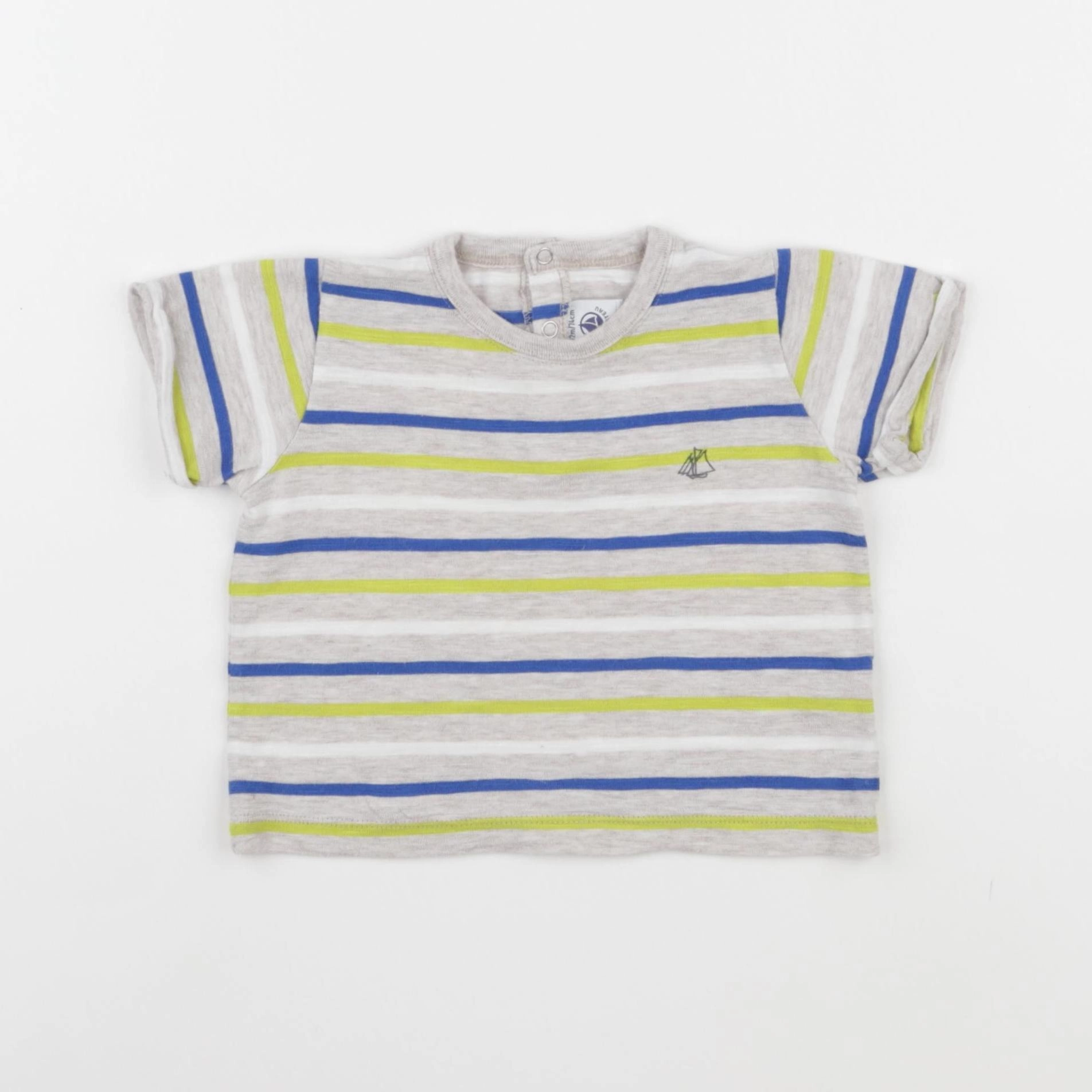 Petit Bateau - tee-shirt beige, bleu - 12 mois