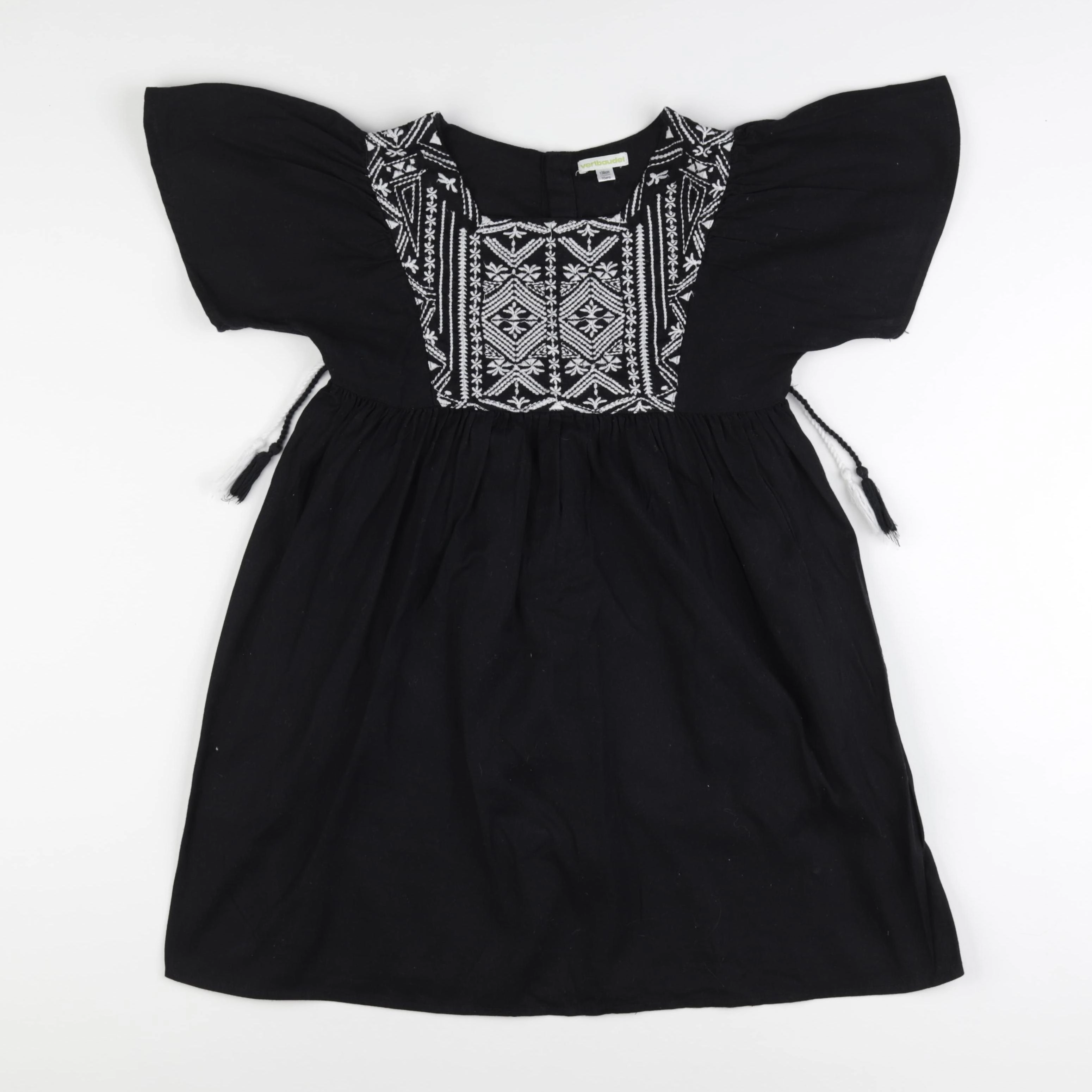 Vertbaudet - robe noir, blanc - 10 ans