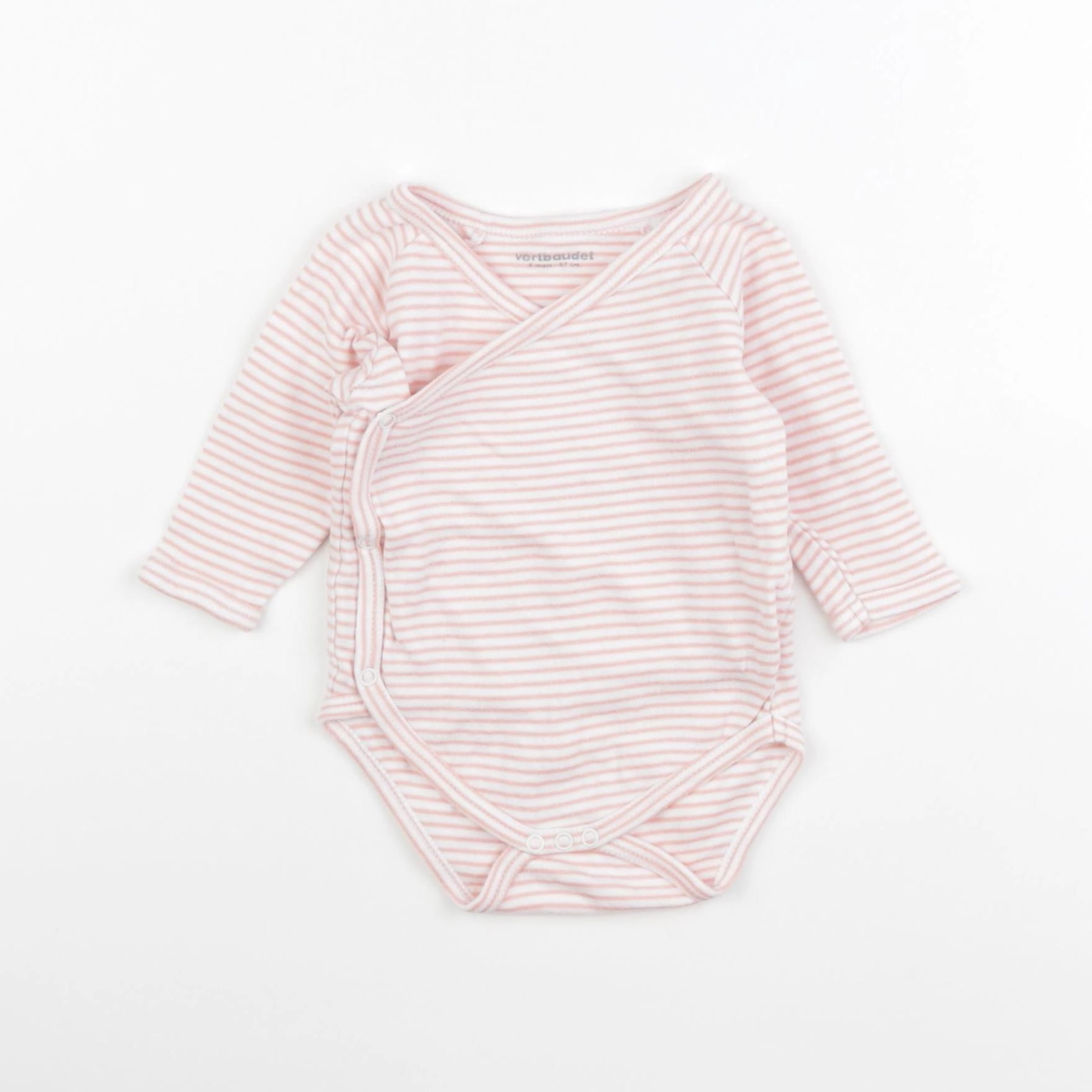 Vertbaudet - body blanc, rose - 6 mois