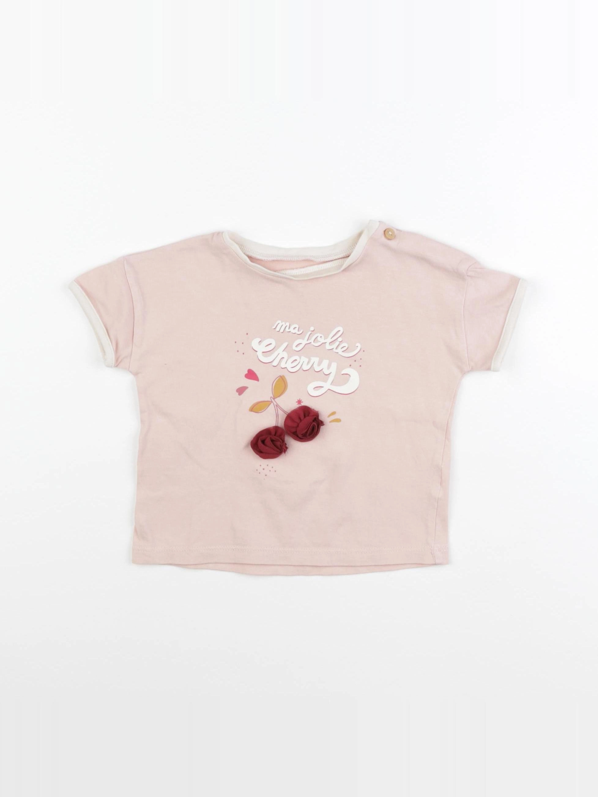 Vertbaudet - tee-shirt rose - 12 mois