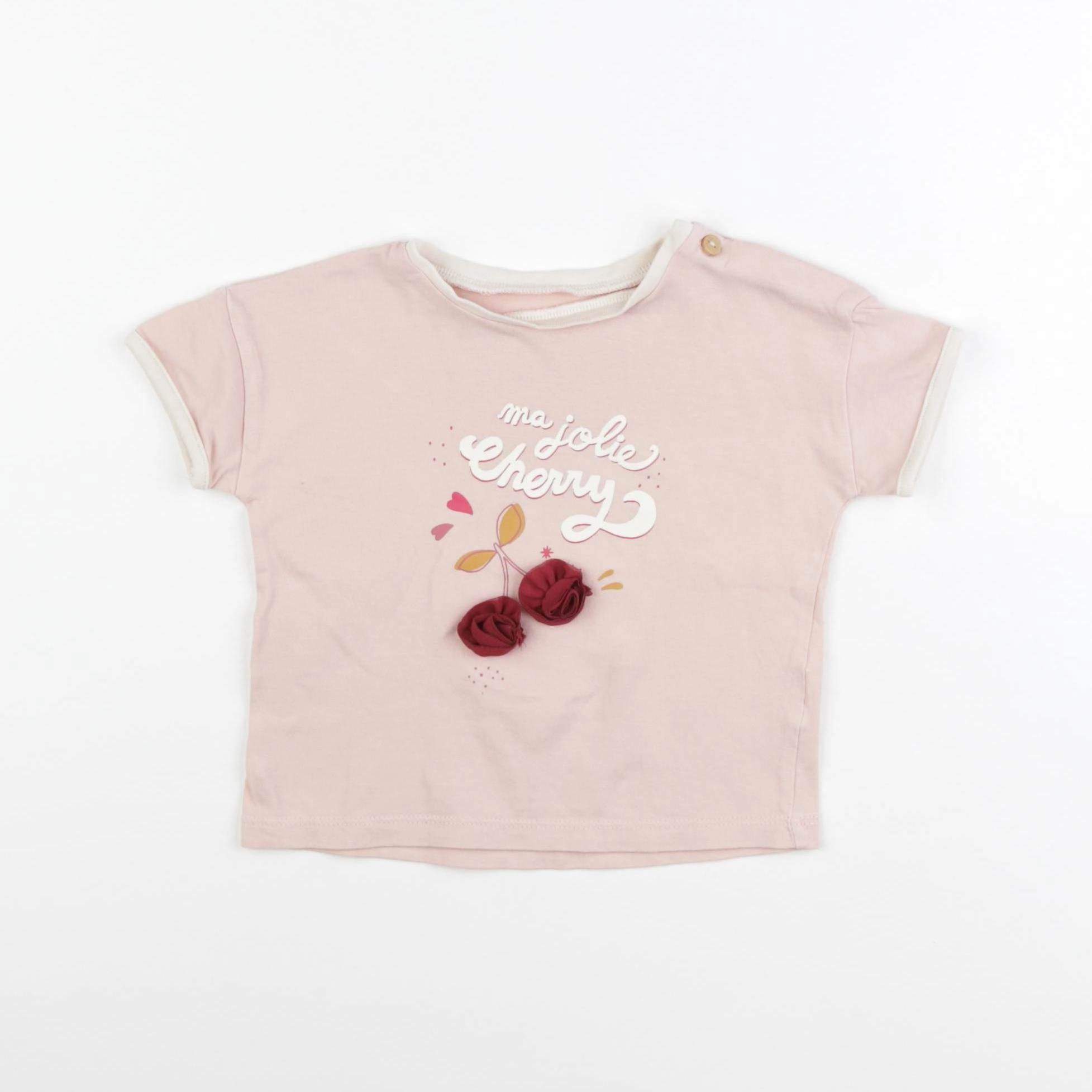 Vertbaudet - tee-shirt rose - 12 mois