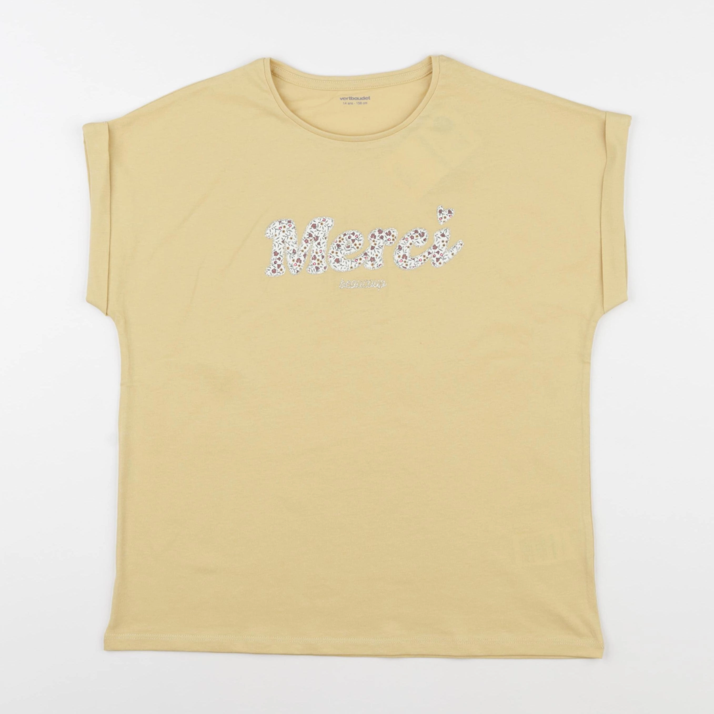Vertbaudet - tee-shirt jaune - 14 ans