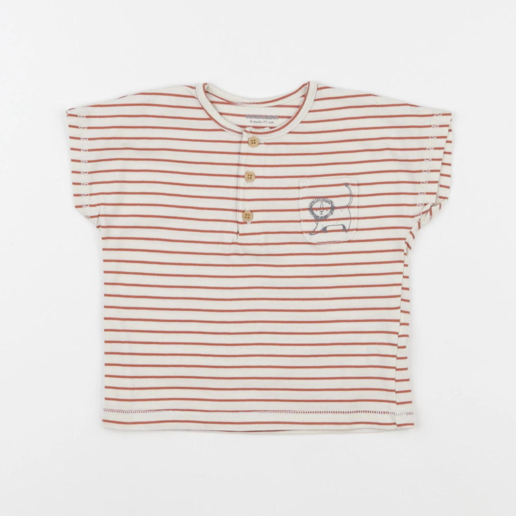 Vertbaudet - tee-shirt blanc, rouge - 9 mois
