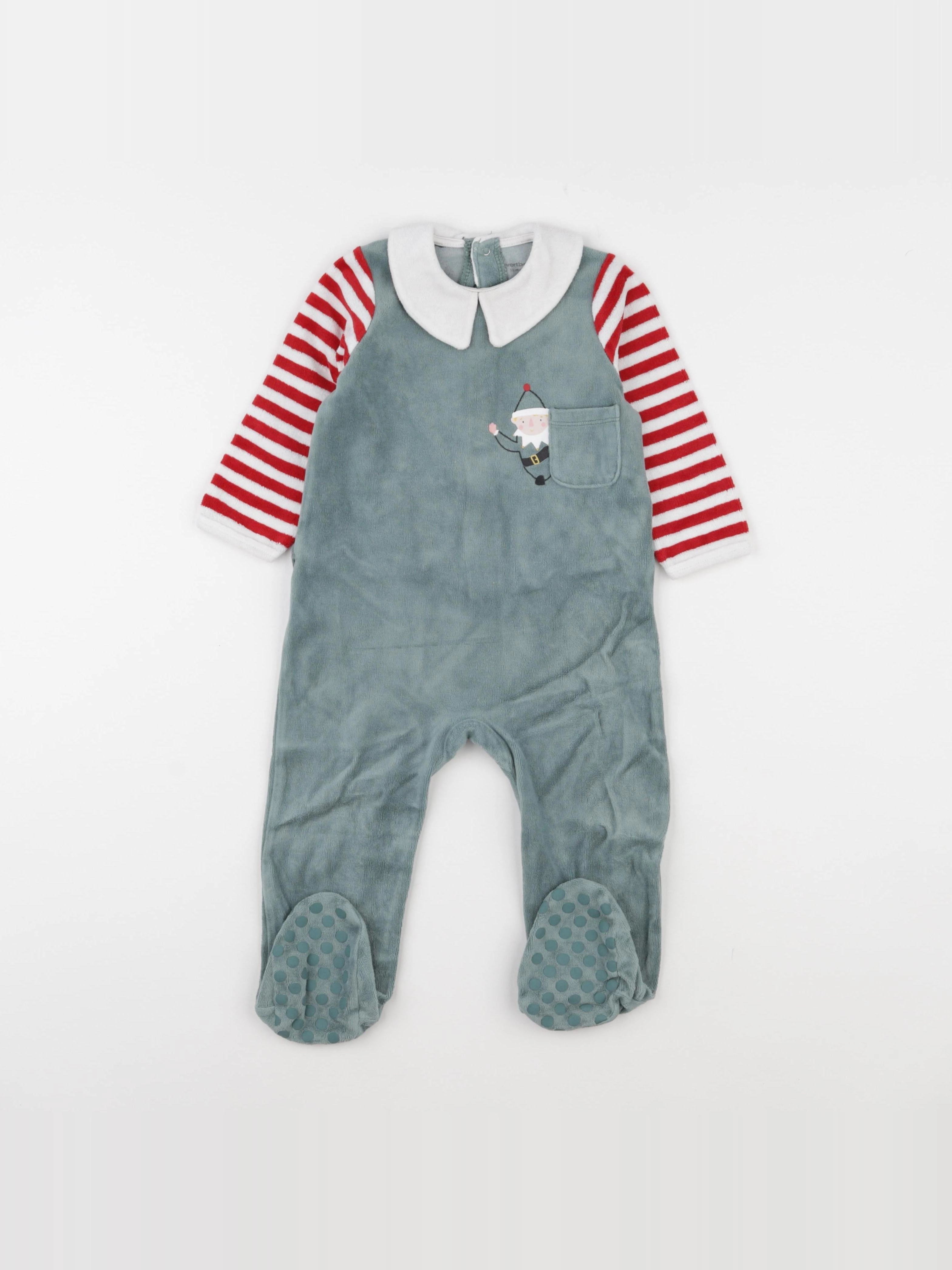 Vertbaudet - pyjama velours vert - 18 mois