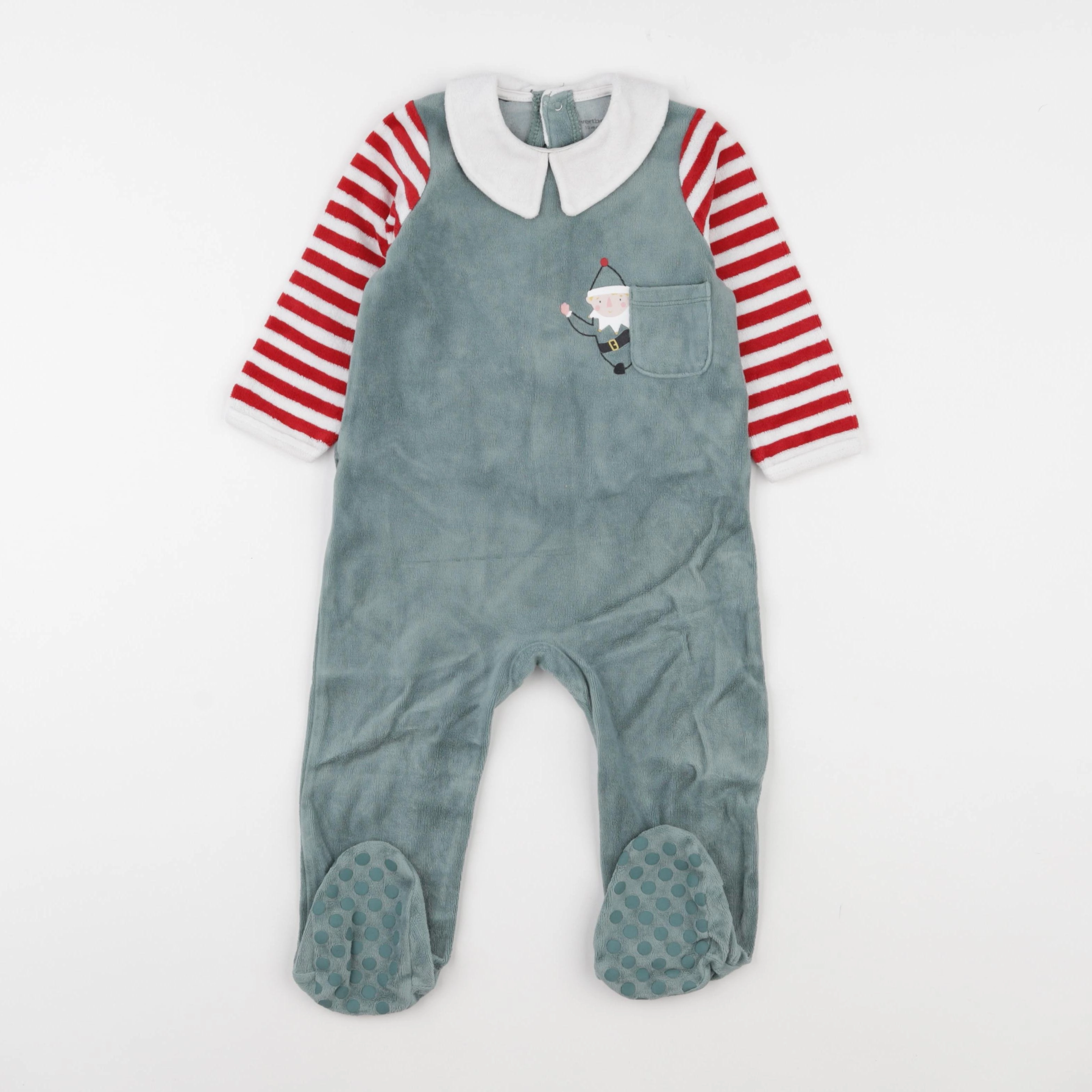 Vertbaudet - pyjama velours vert - 18 mois