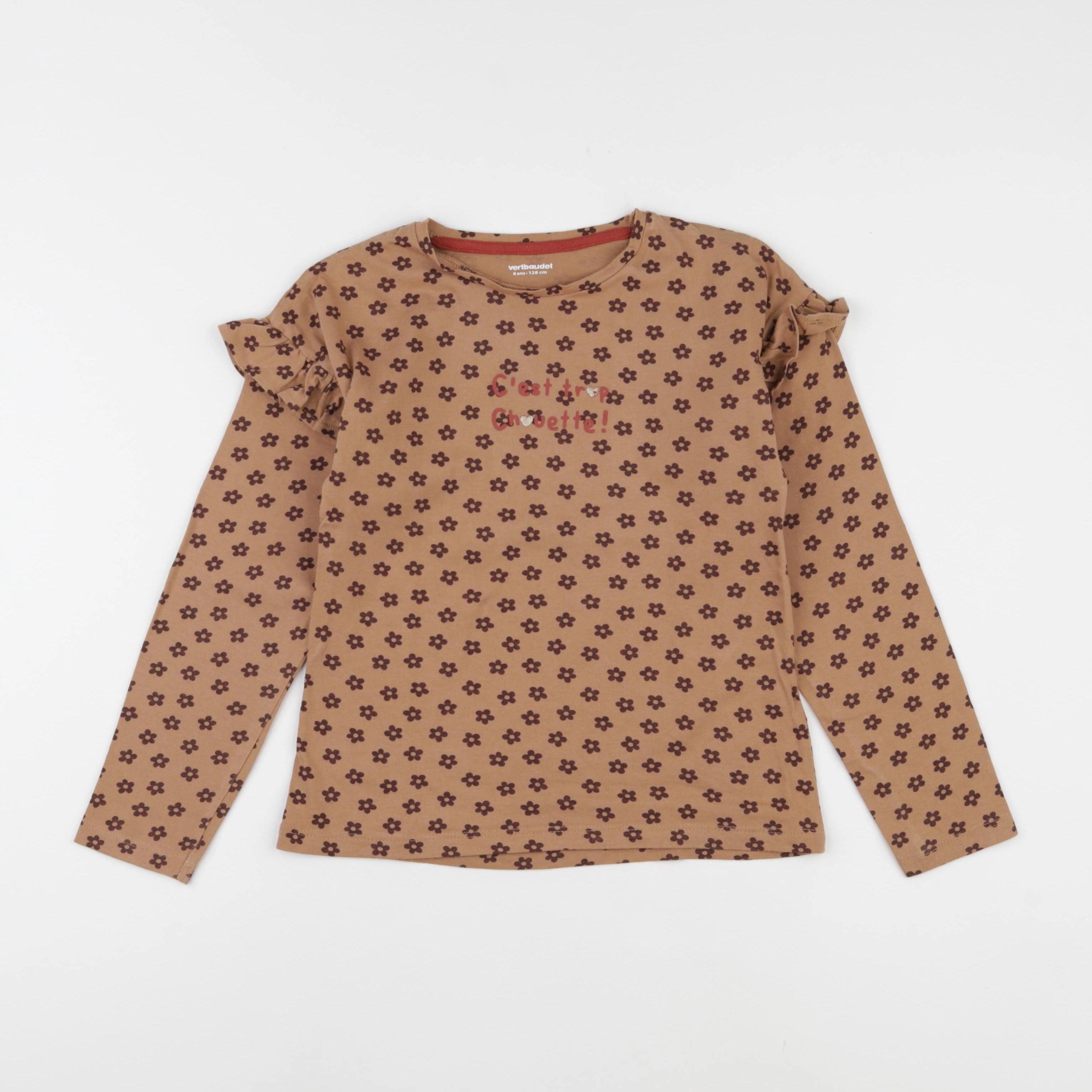 Vertbaudet - tee-shirt marron - 8 ans