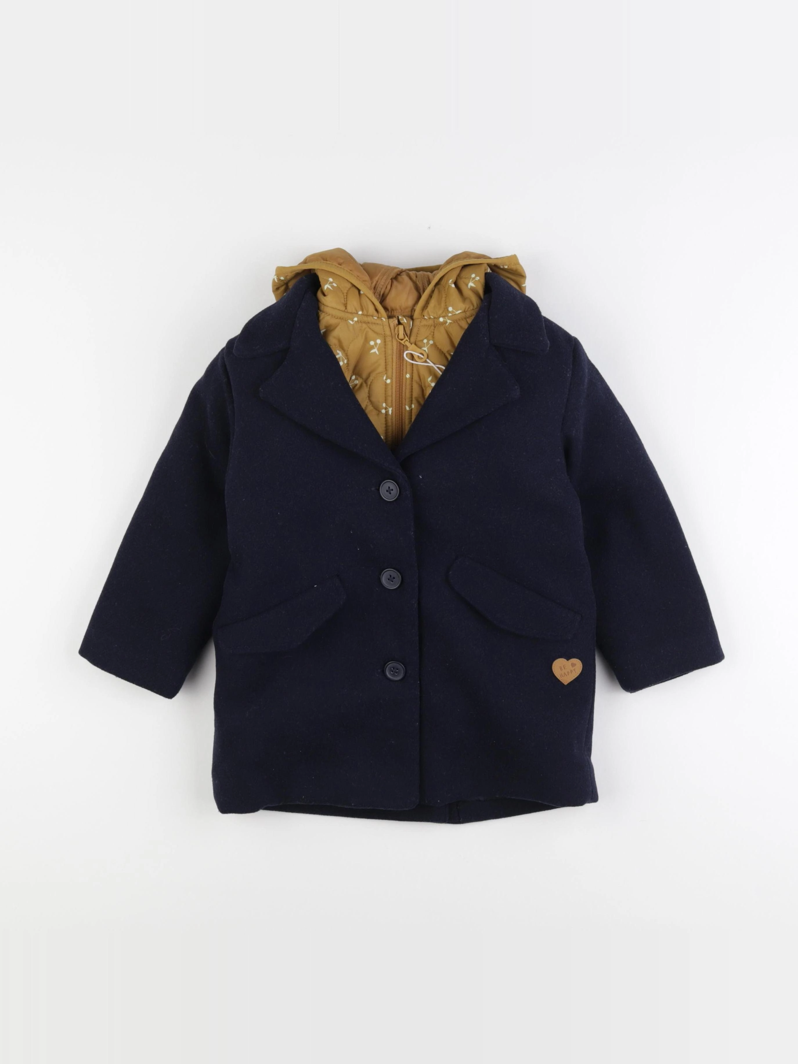 Vertbaudet - manteau bleu, jaune - 4 ans