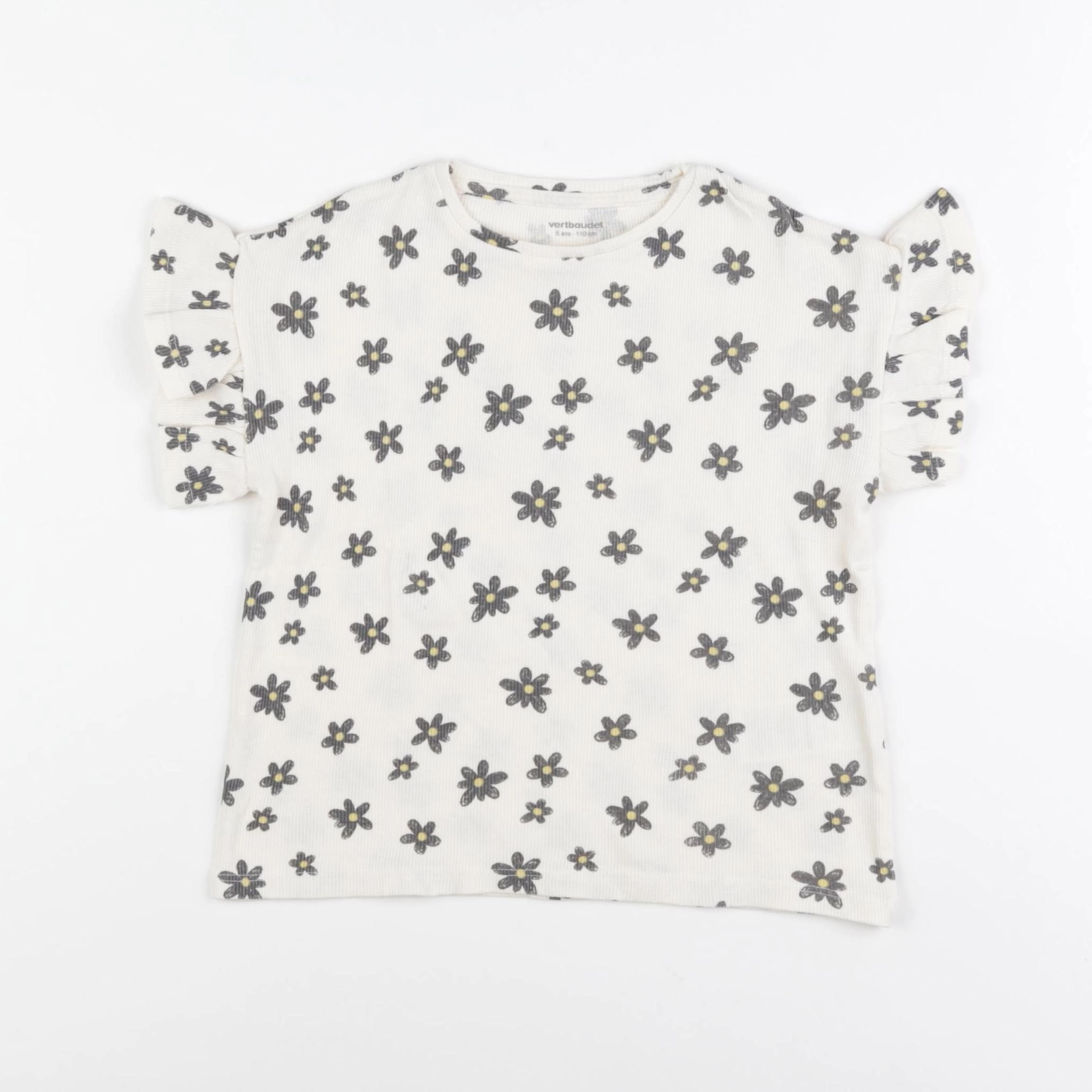 Vertbaudet - tee-shirt blanc, gris - 5 ans