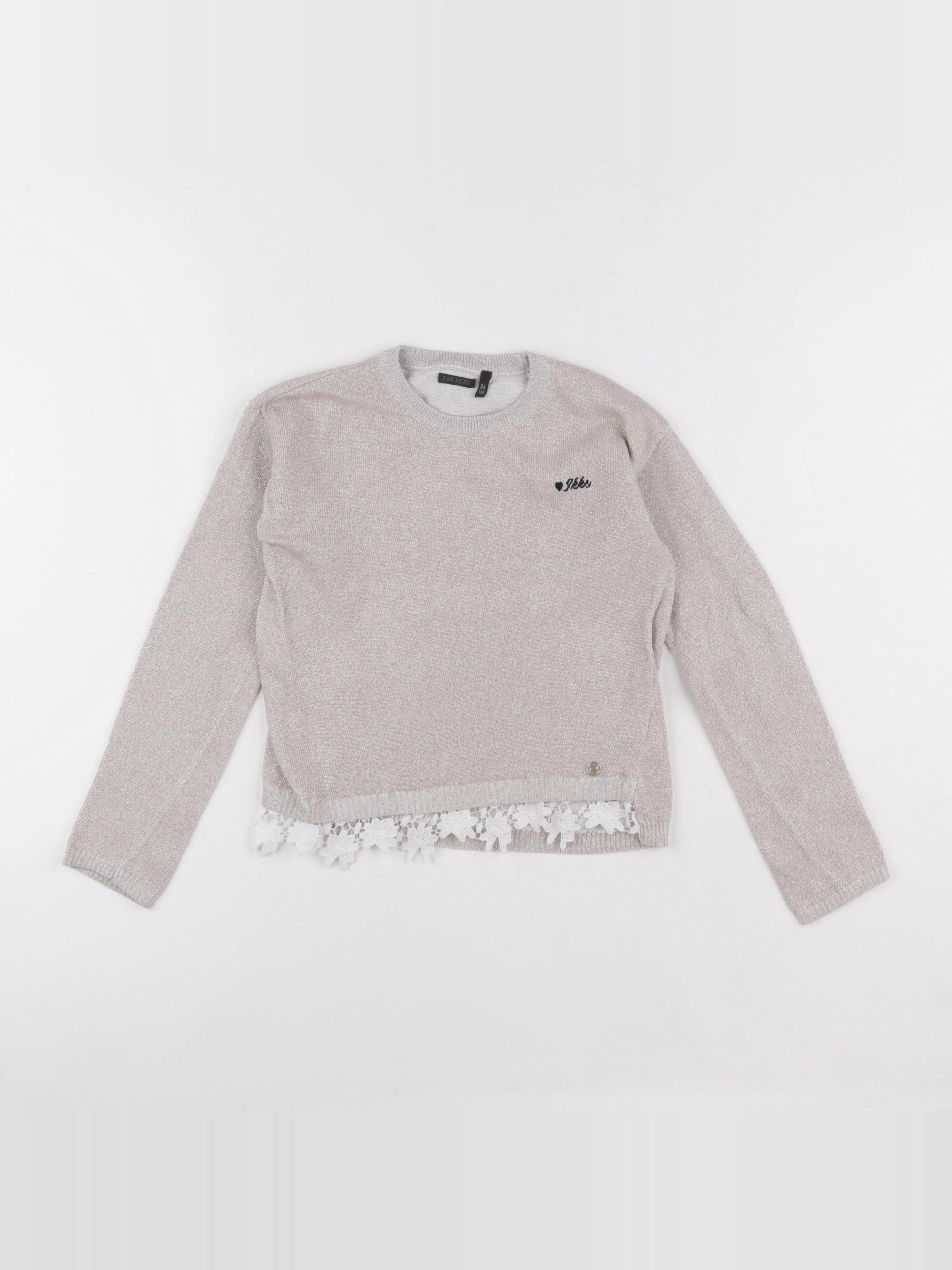 IKKS - tee-shirt beige, argent - 8 ans