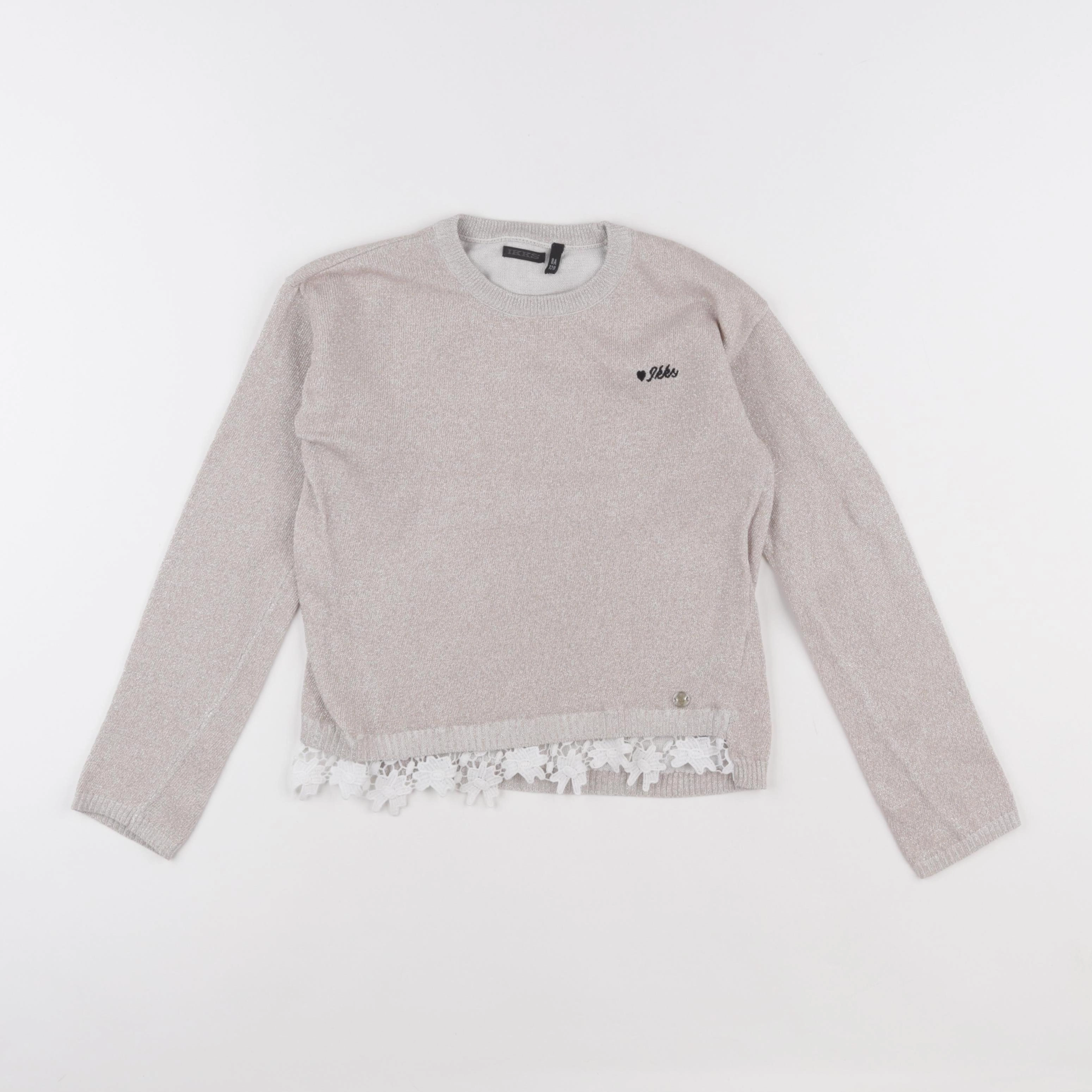 IKKS - tee-shirt beige, argent - 8 ans