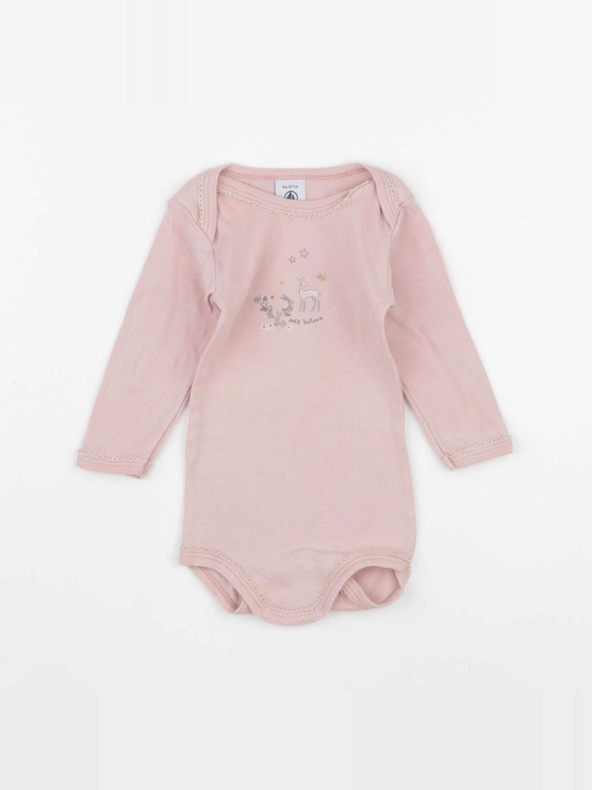Petit Bateau - body rose - 6 mois