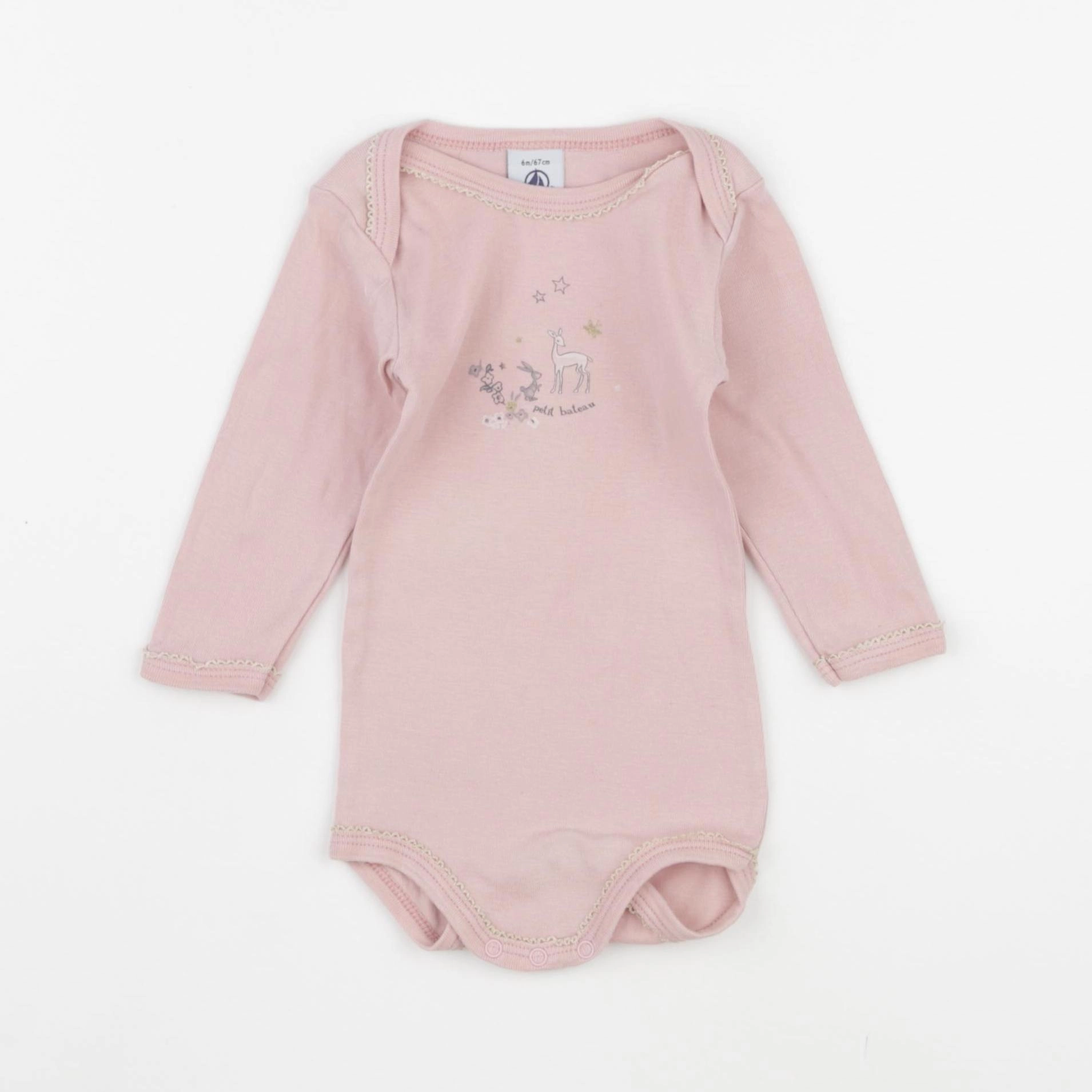 Petit Bateau - body rose - 6 mois