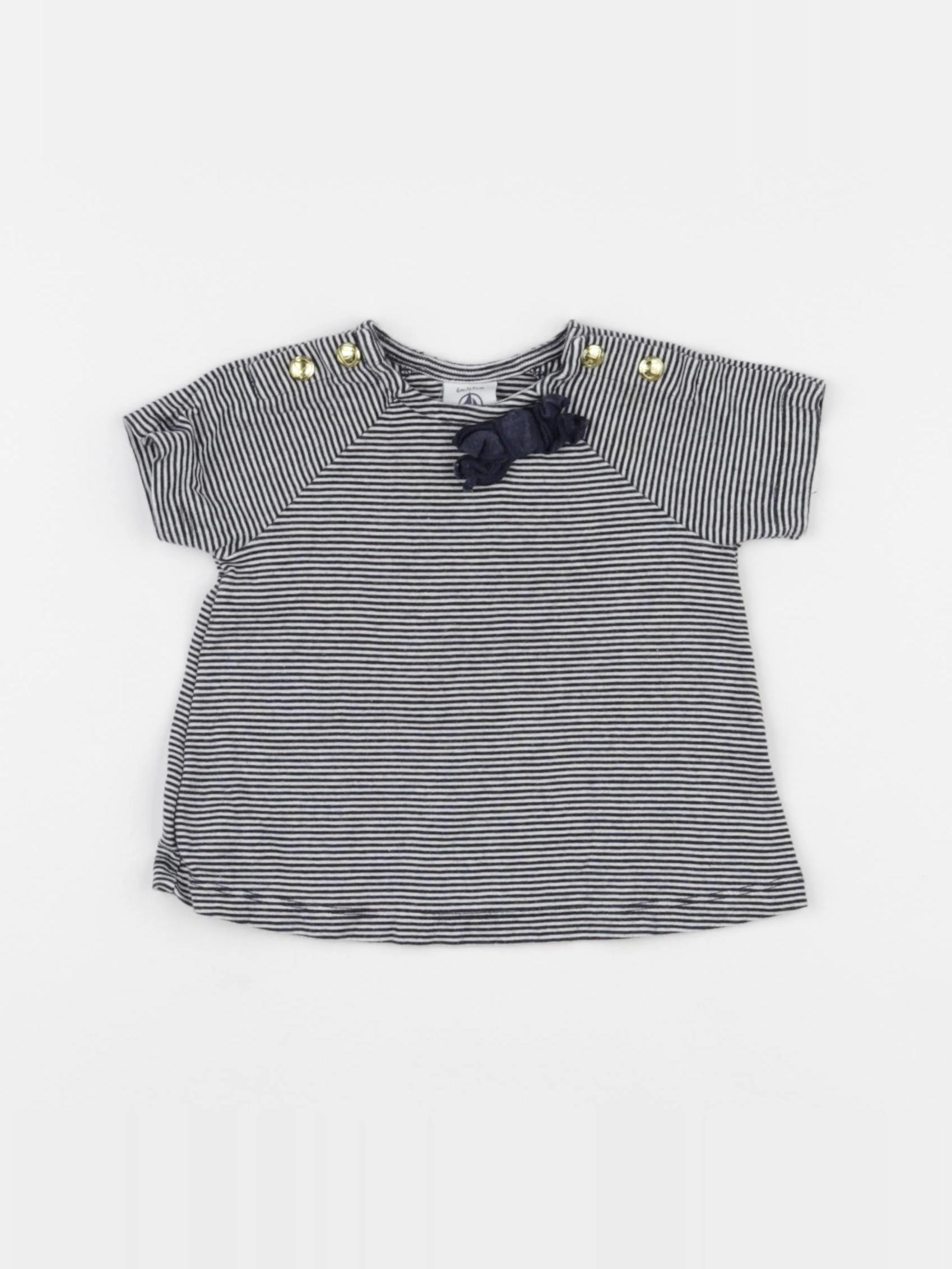 Petit Bateau - tee-shirt blanc, bleu - 6 mois