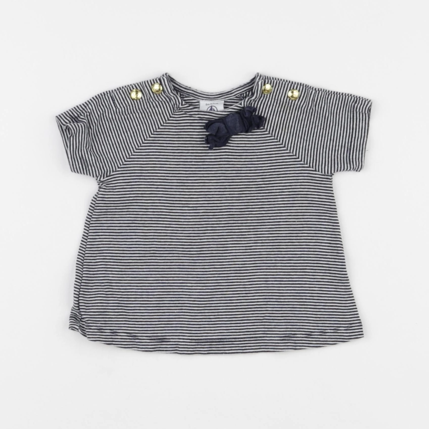 Petit Bateau - tee-shirt blanc, bleu - 6 mois