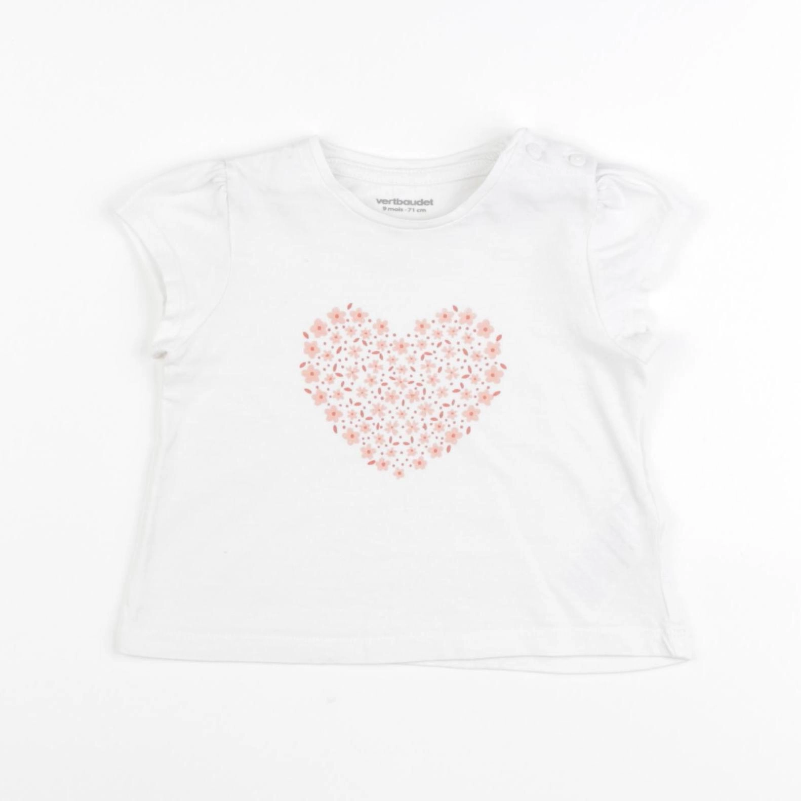 Vertbaudet - tee-shirt blanc - 9 mois