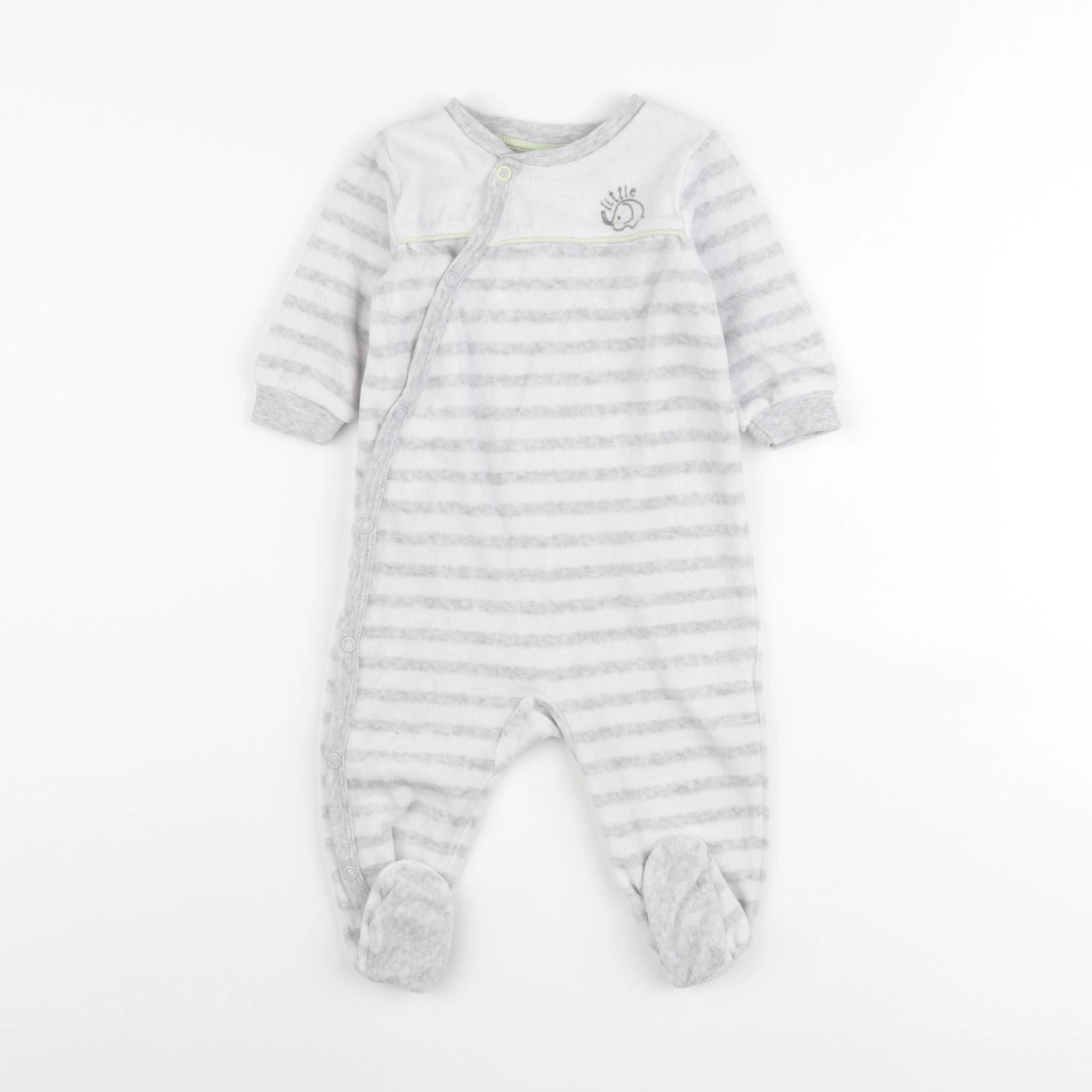 H&M - pyjama velours blanc, gris - 3 mois