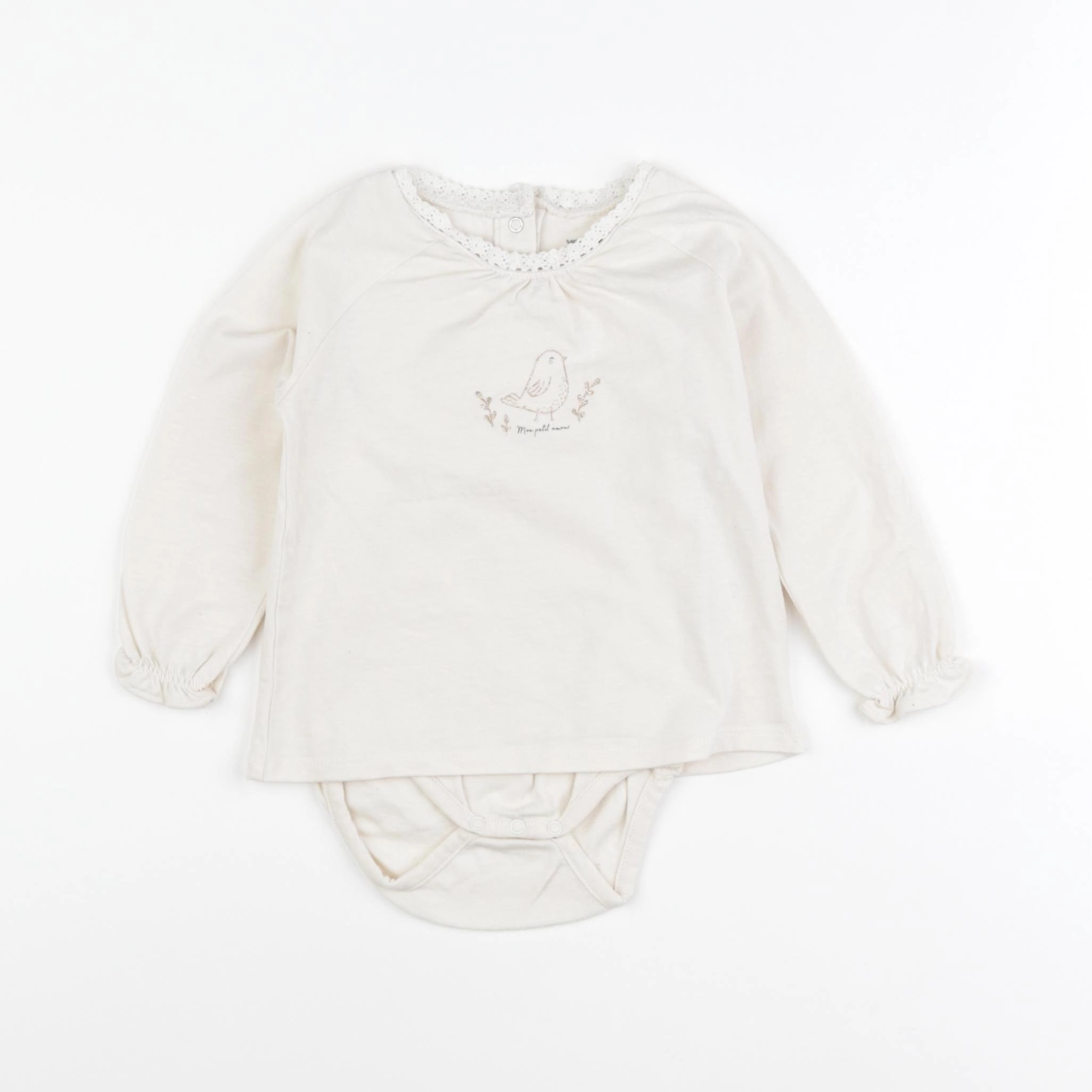 Vertbaudet - body tee-shirt beige - 12 mois