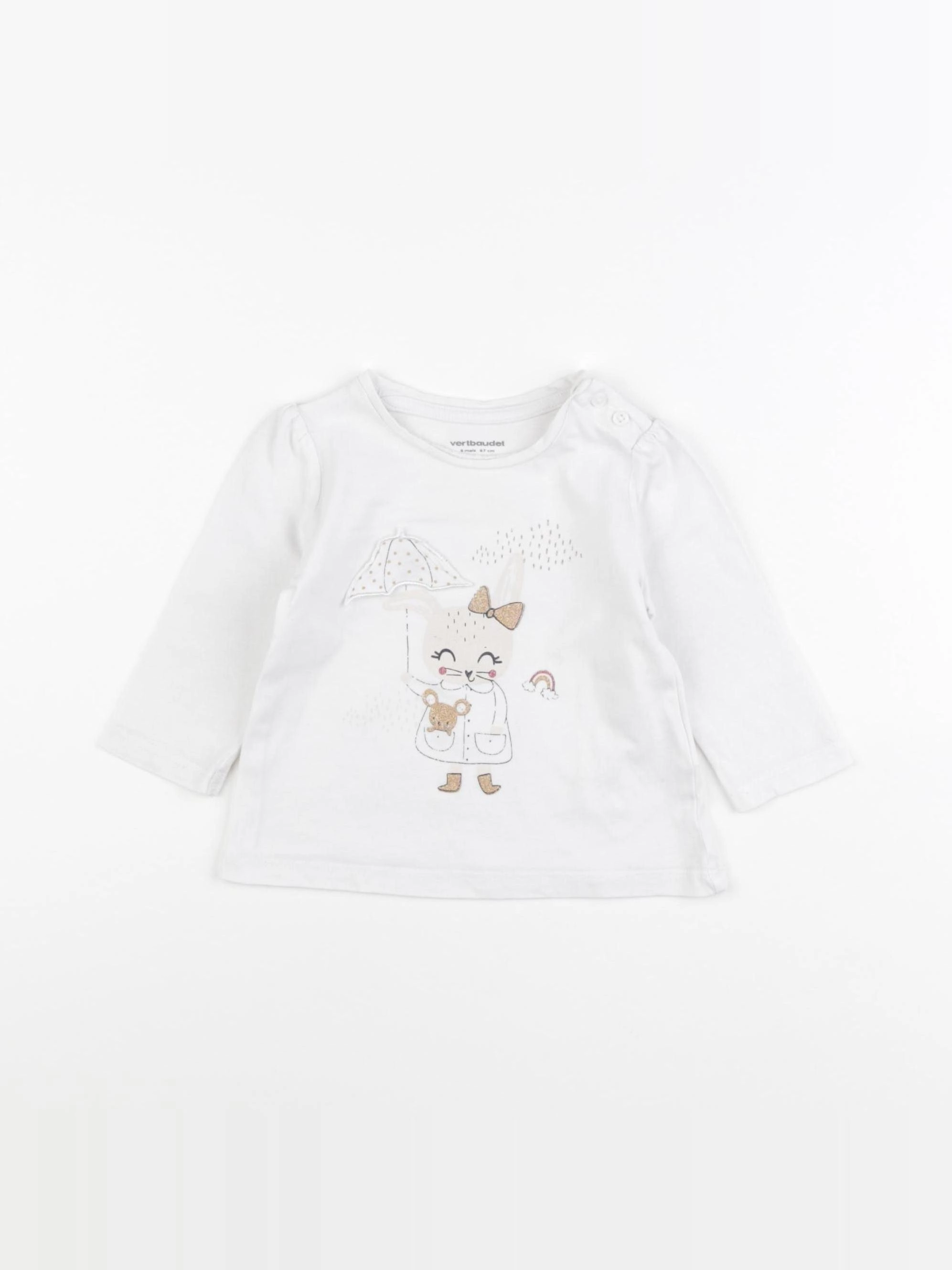 Vertbaudet - tee-shirt blanc - 6 mois
