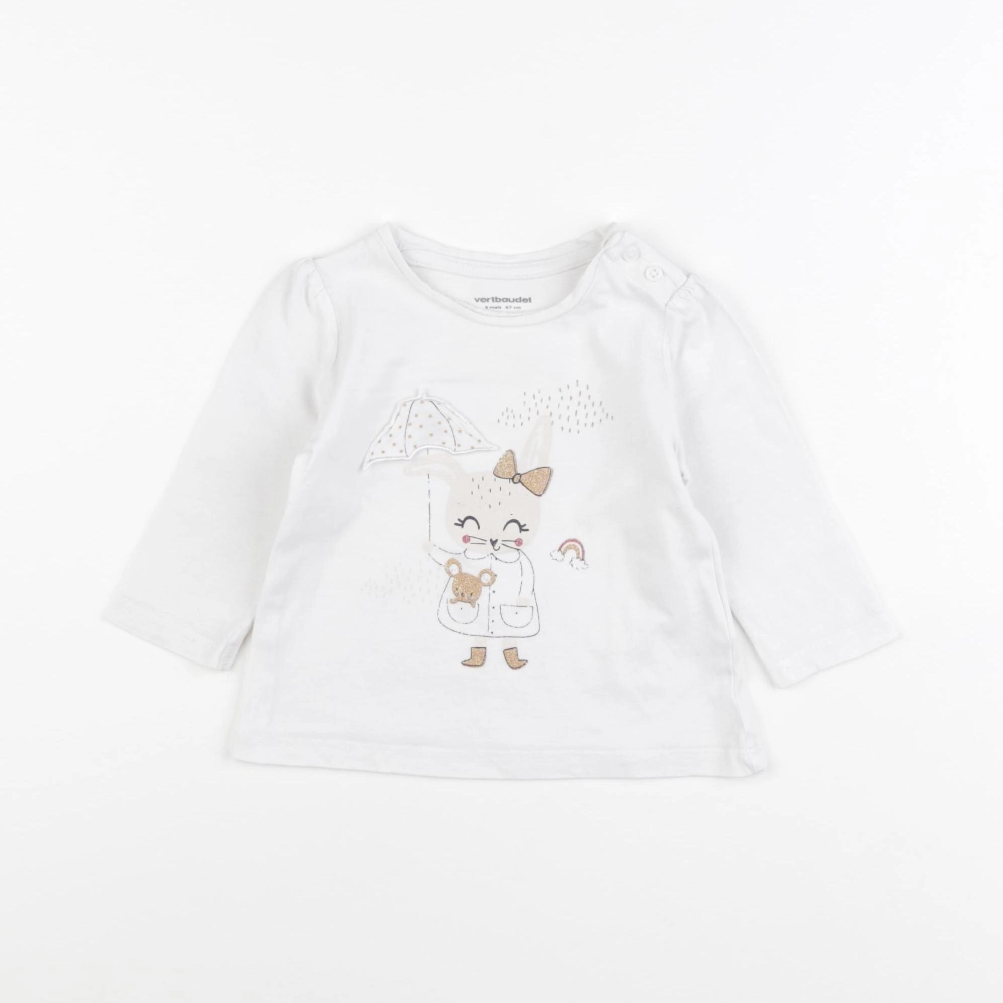 Vertbaudet - tee-shirt blanc - 6 mois