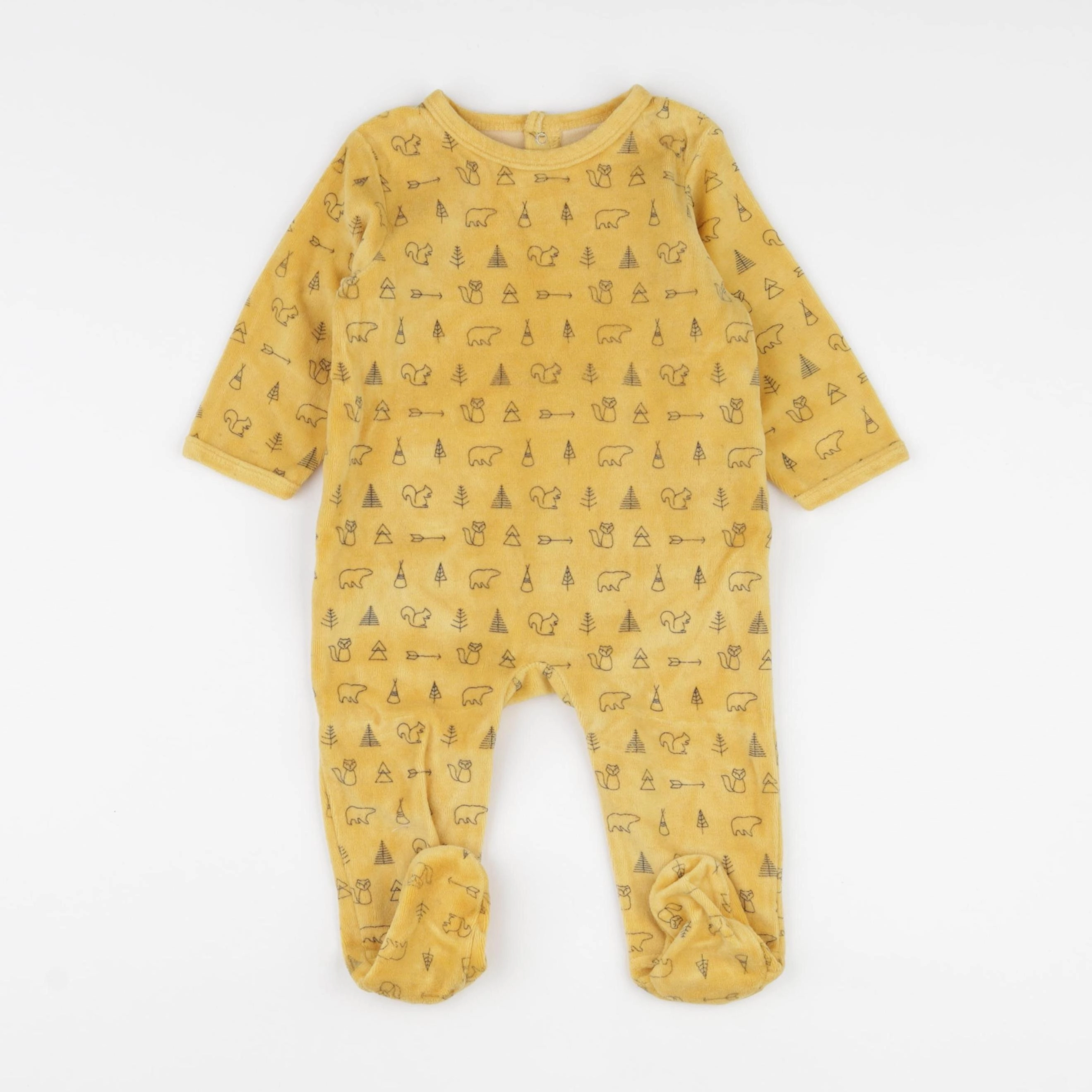 Vertbaudet - pyjama velours jaune - 9 mois