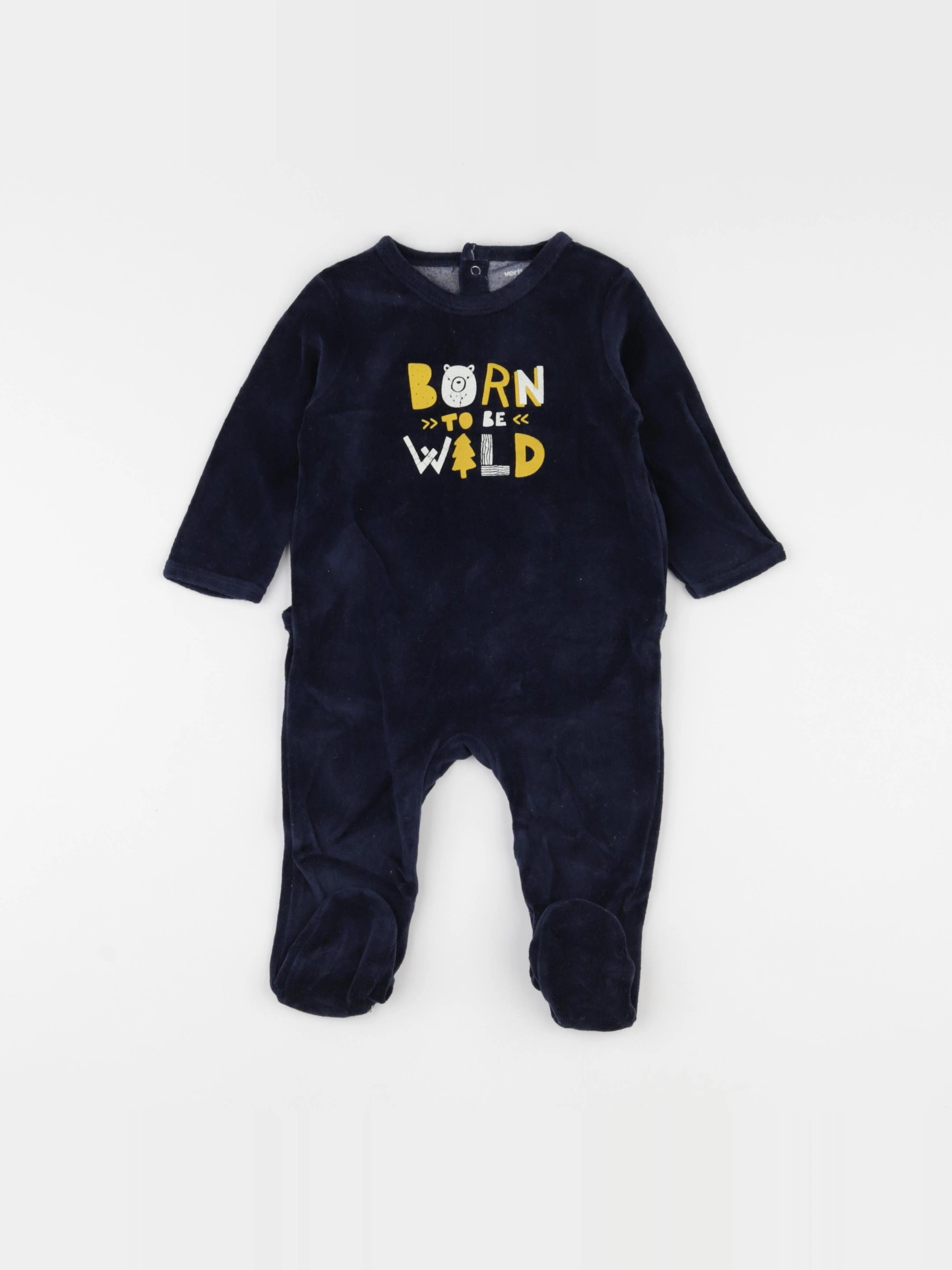 Vertbaudet - pyjama velours bleu - 9 mois