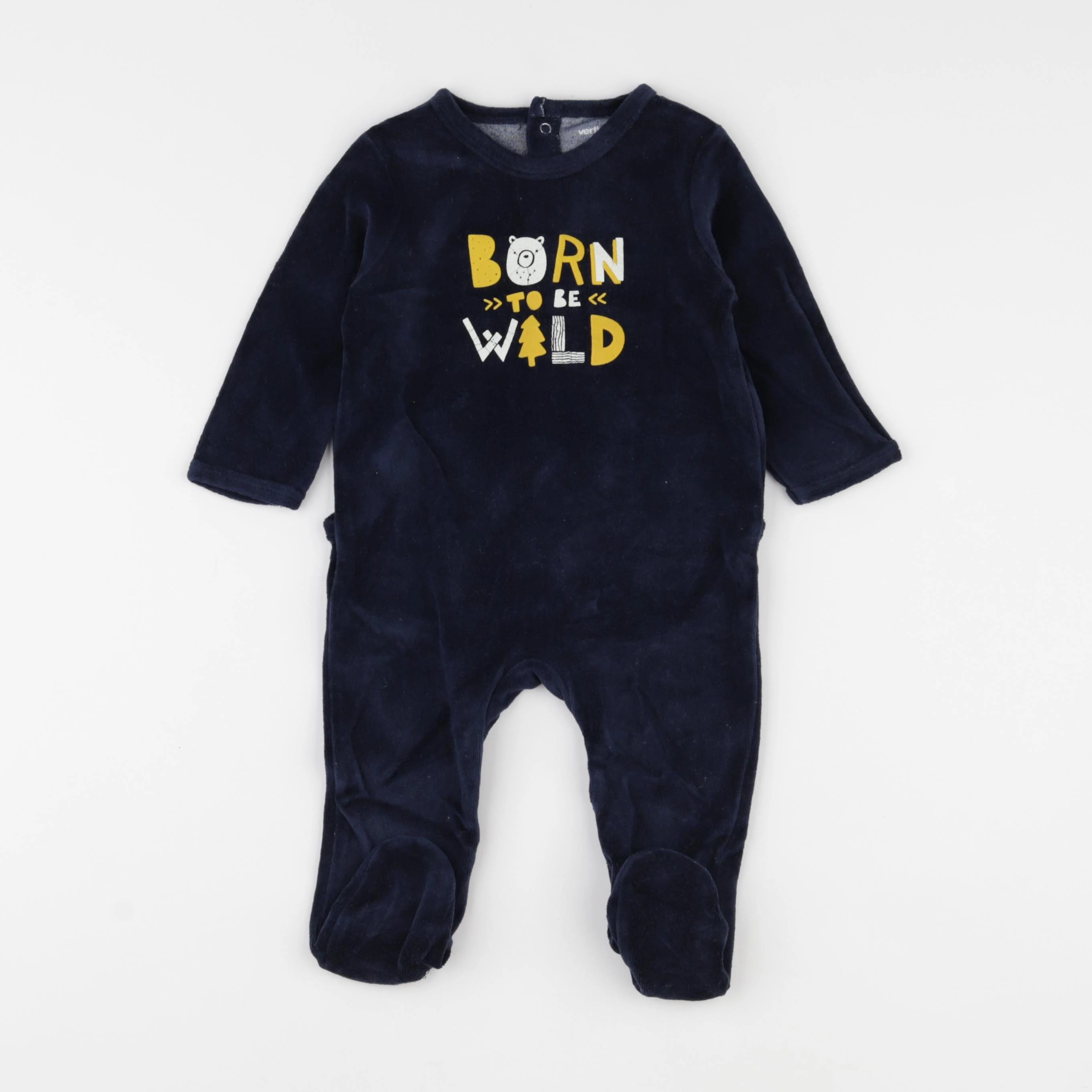 Vertbaudet - pyjama velours bleu - 9 mois