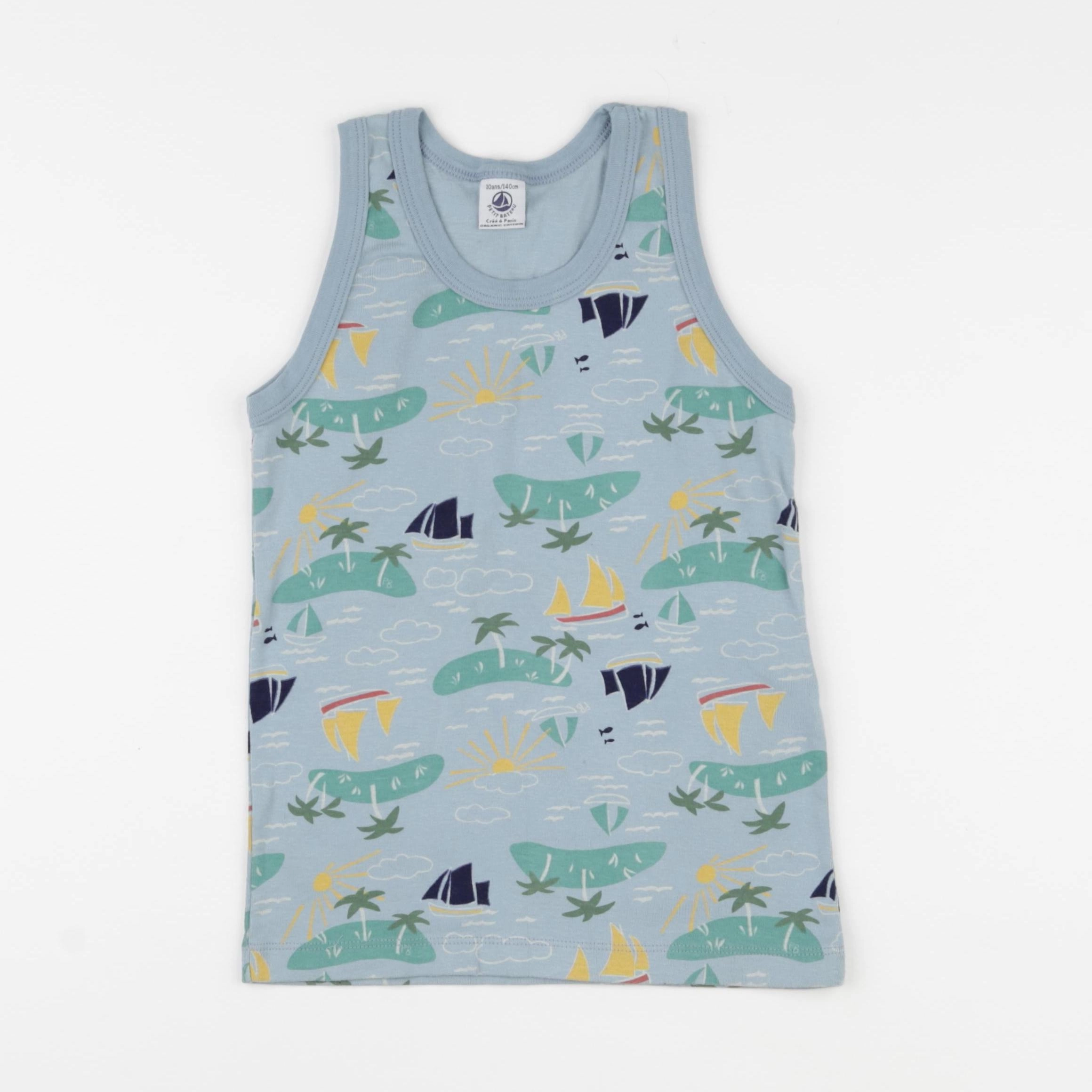 Petit Bateau - maillot de corps bleu - 10 ans
