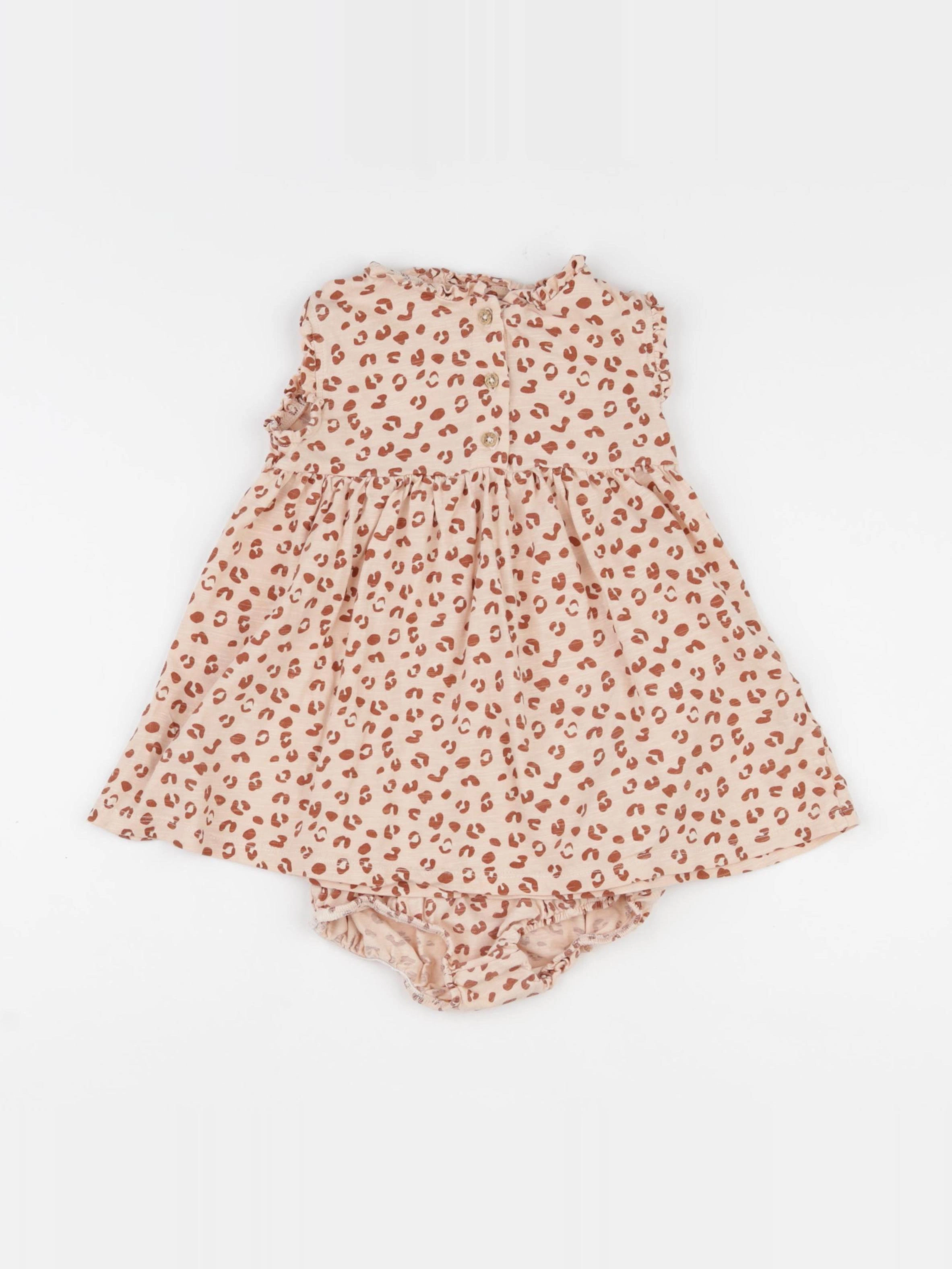 Boutchou - robe rose, marron - 12 mois