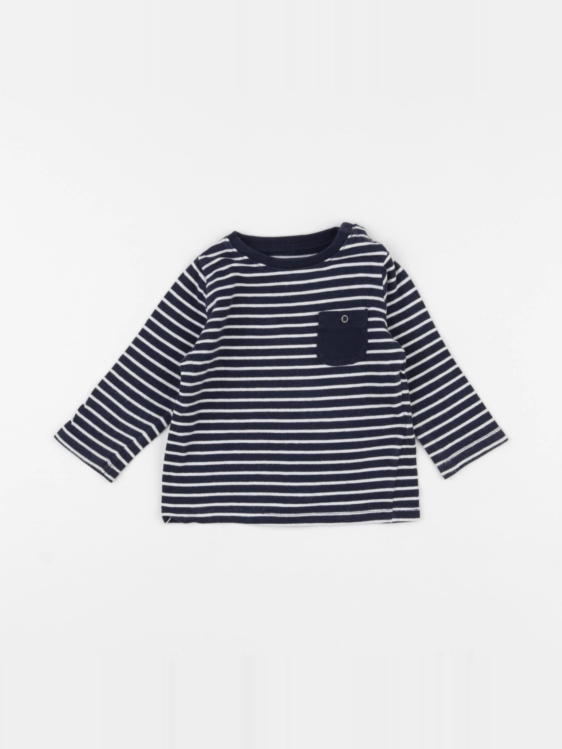 Vertbaudet - tee-shirt bleu, blanc - 9 mois