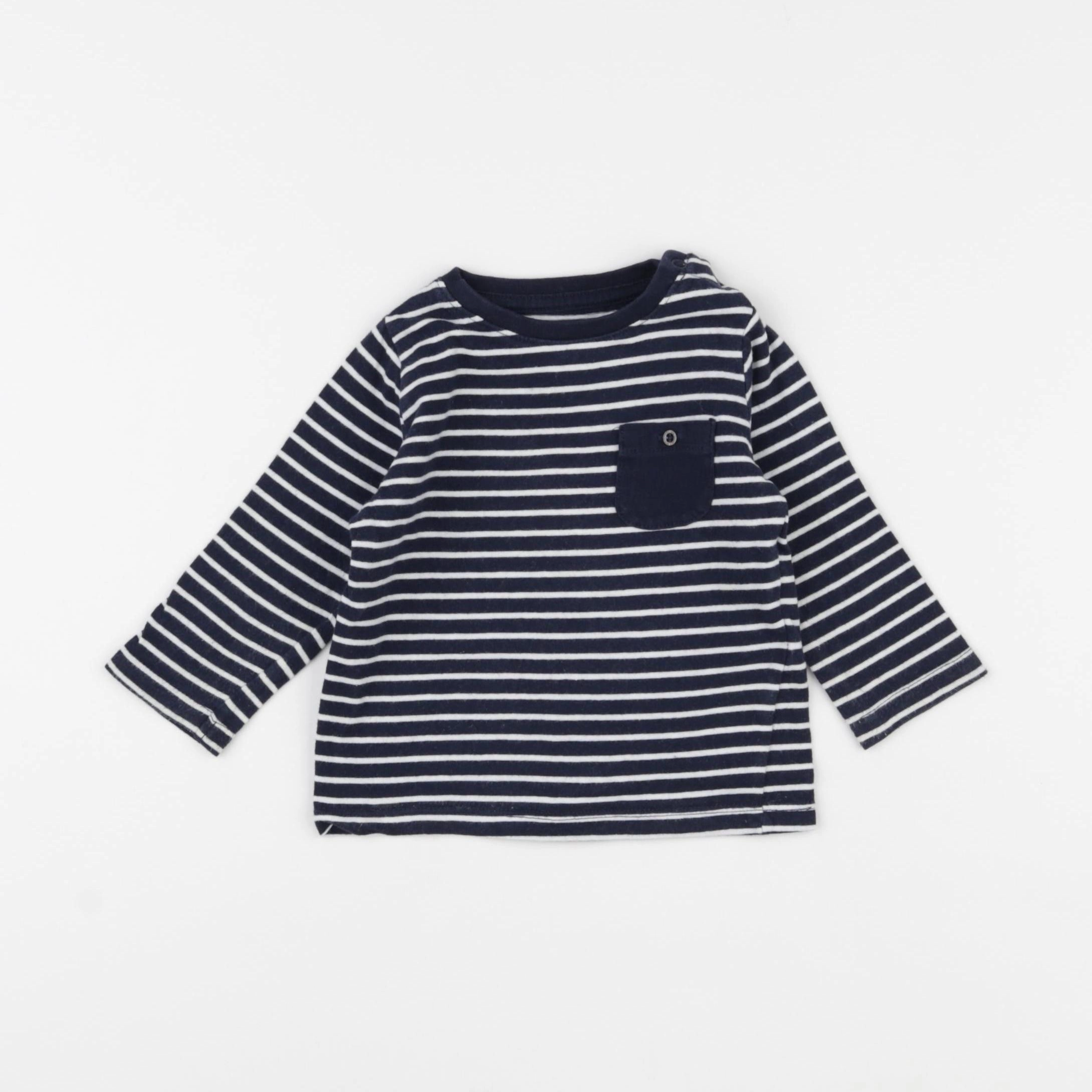 Vertbaudet - tee-shirt bleu, blanc - 9 mois