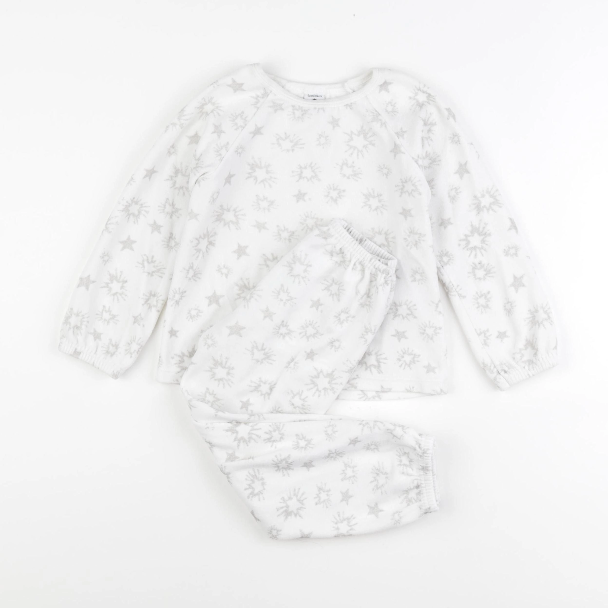 Petit Bateau - pyjama velours blanc, argent - 4 ans