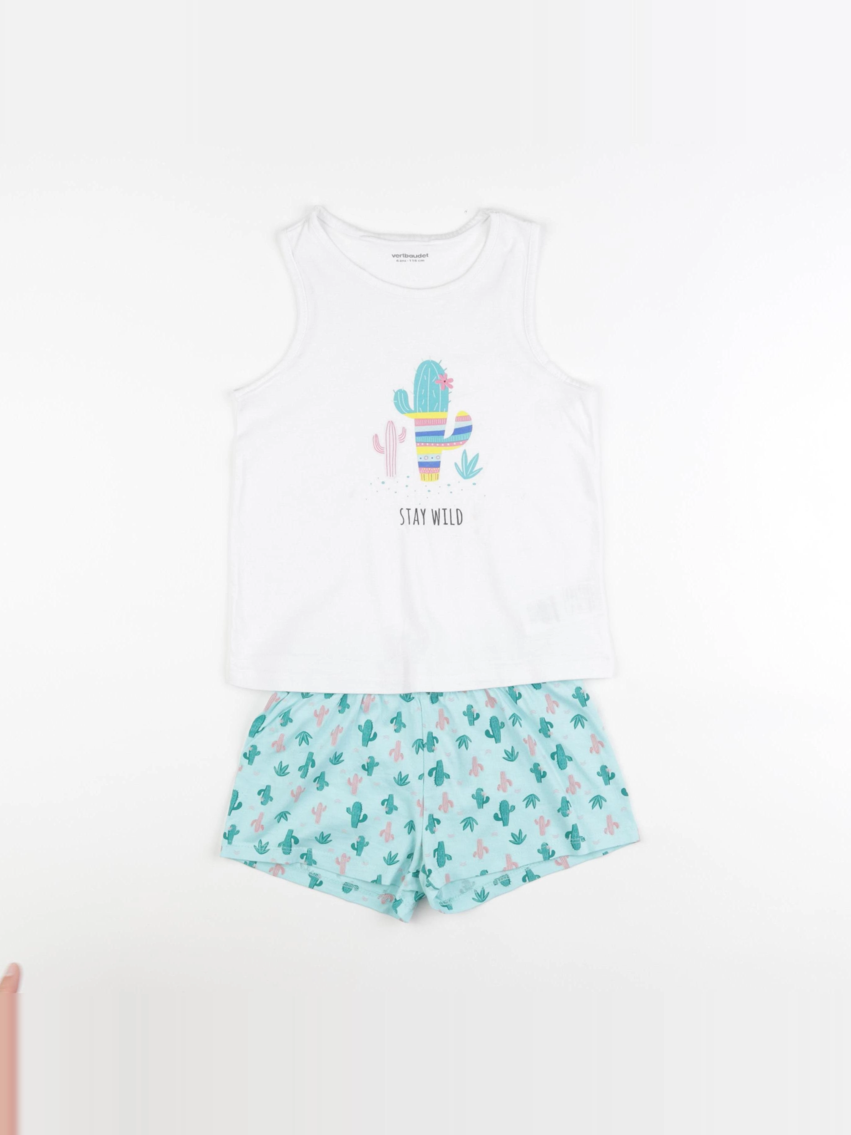 Vertbaudet - pyjama coton blanc, vert - 6 ans