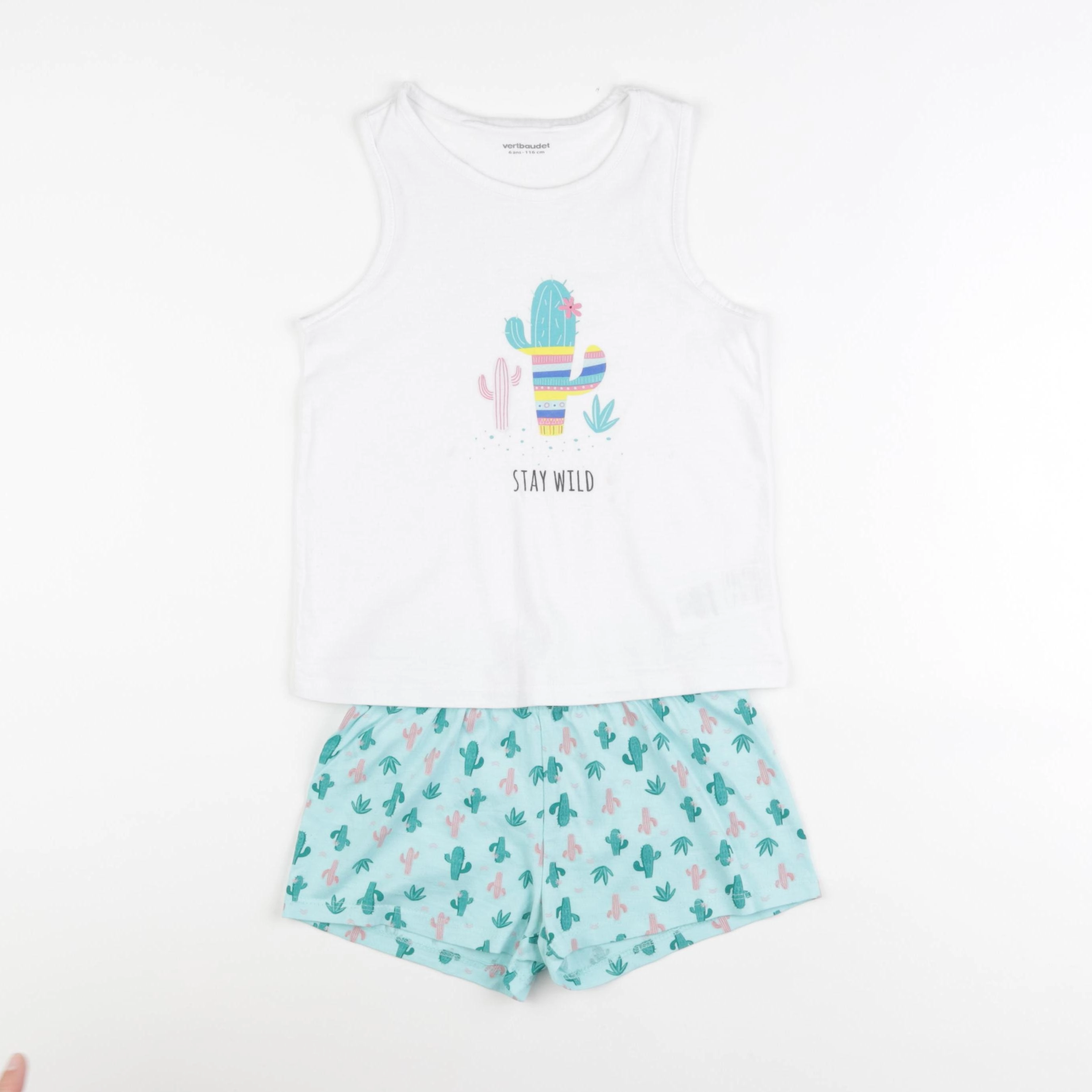 Vertbaudet - pyjama coton blanc, vert - 6 ans