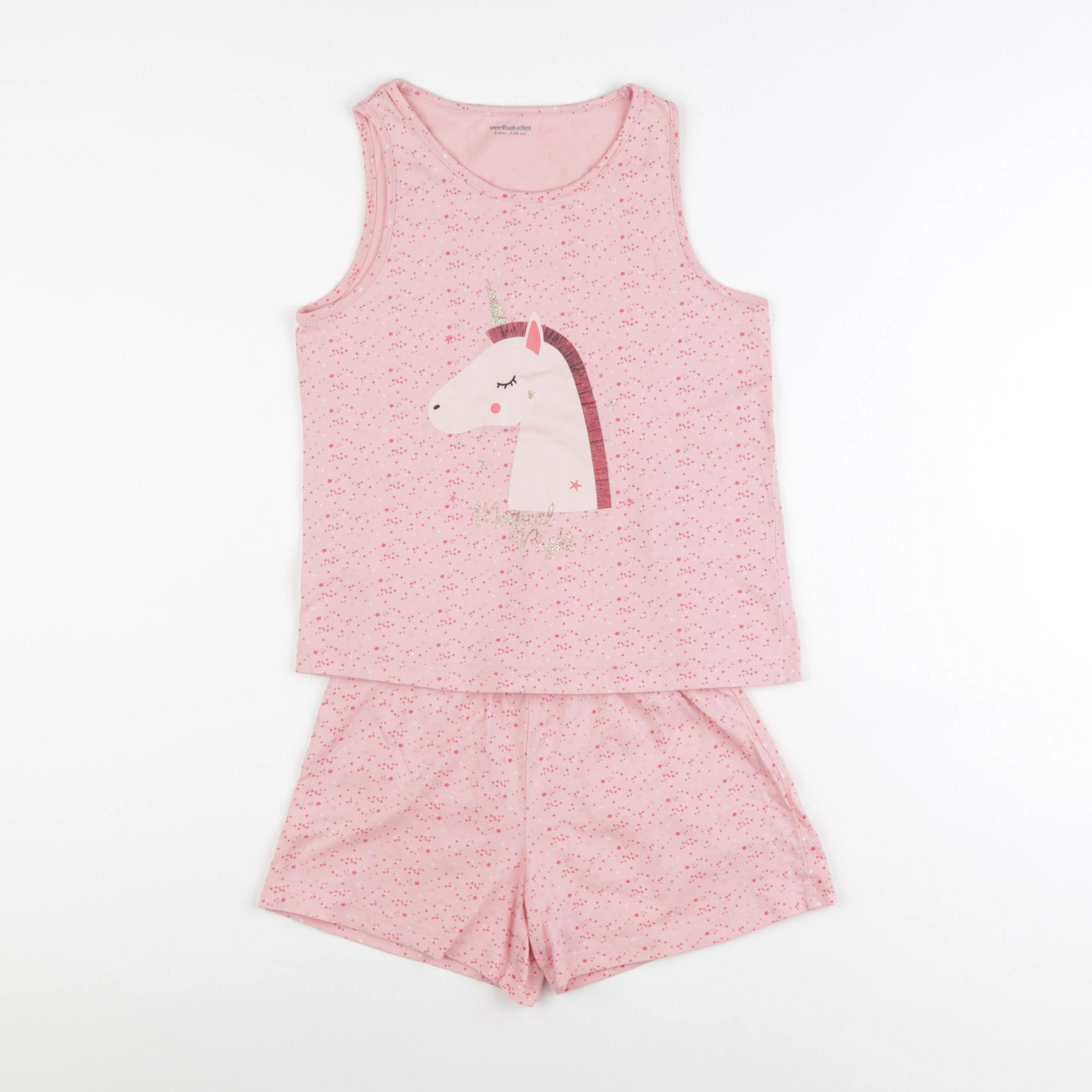 Vertbaudet - pyjama coton rose - 8 ans