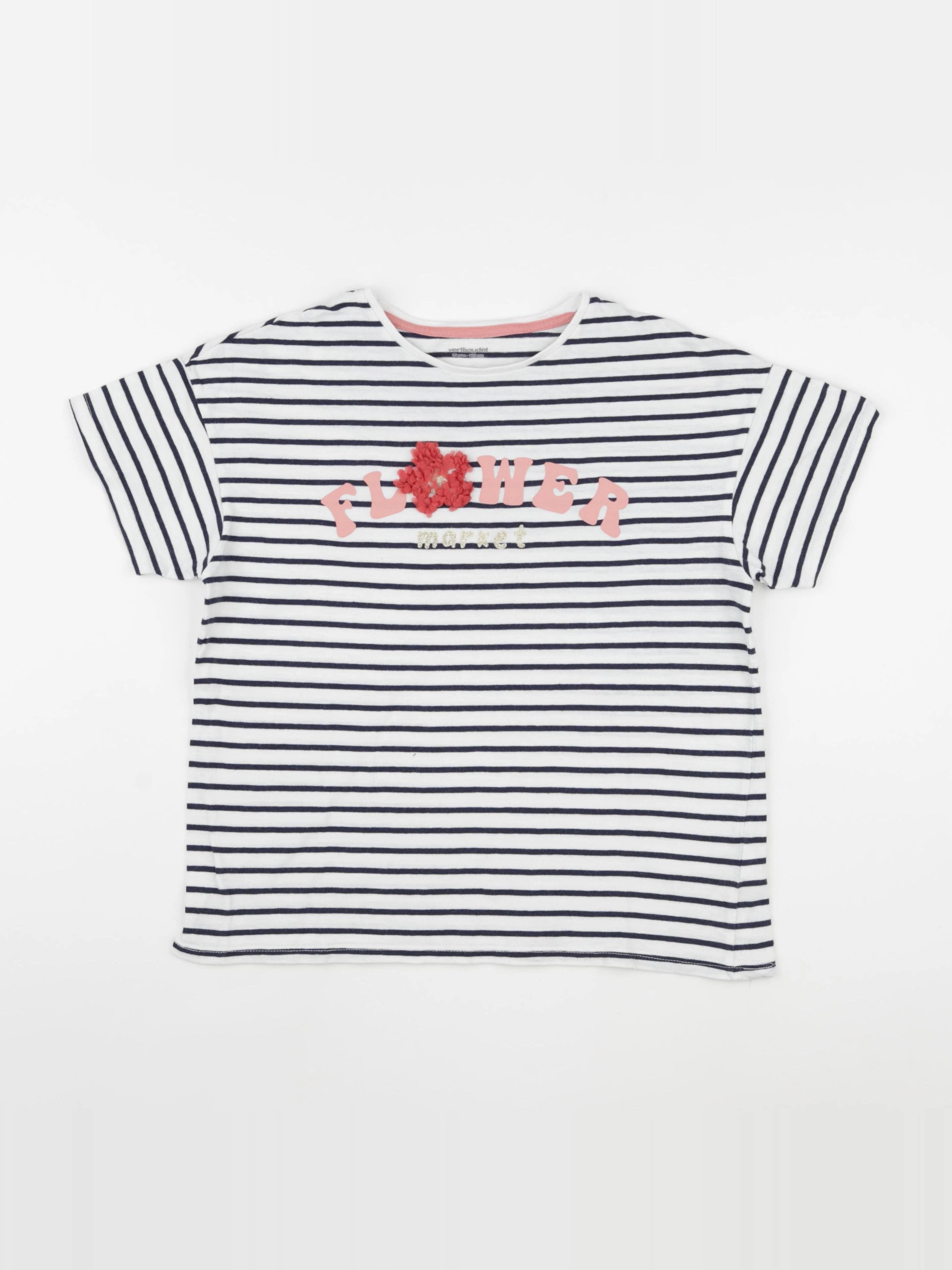 Vertbaudet - tee-shirt blanc, bleu - 12 ans