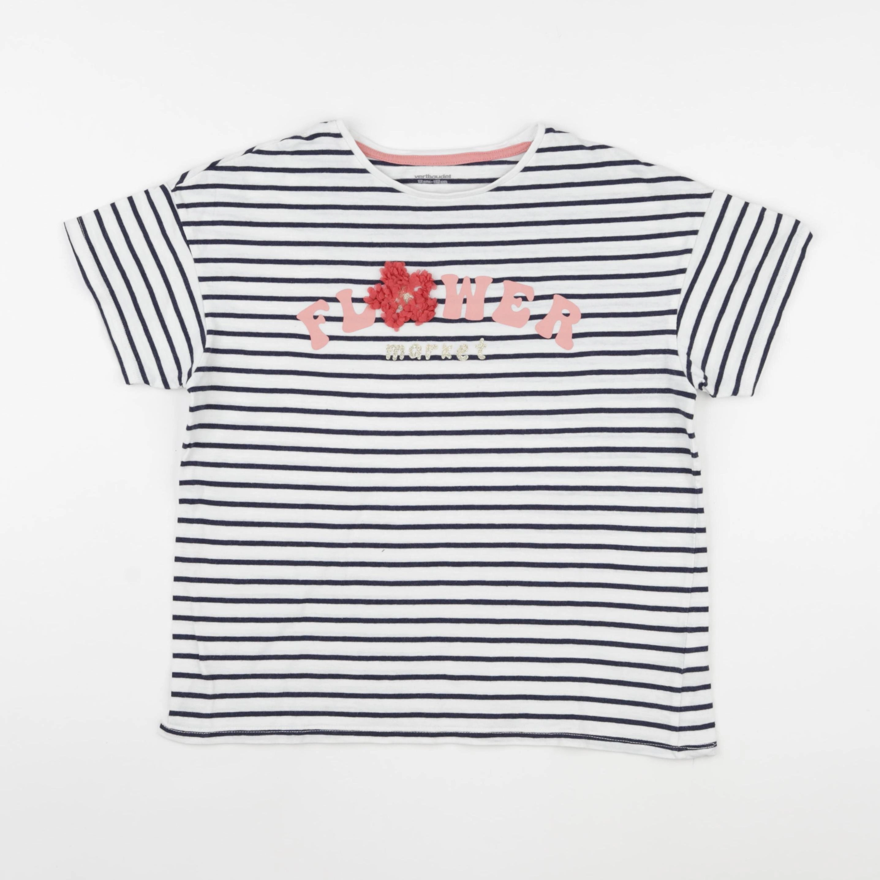 Vertbaudet - tee-shirt blanc, bleu - 12 ans