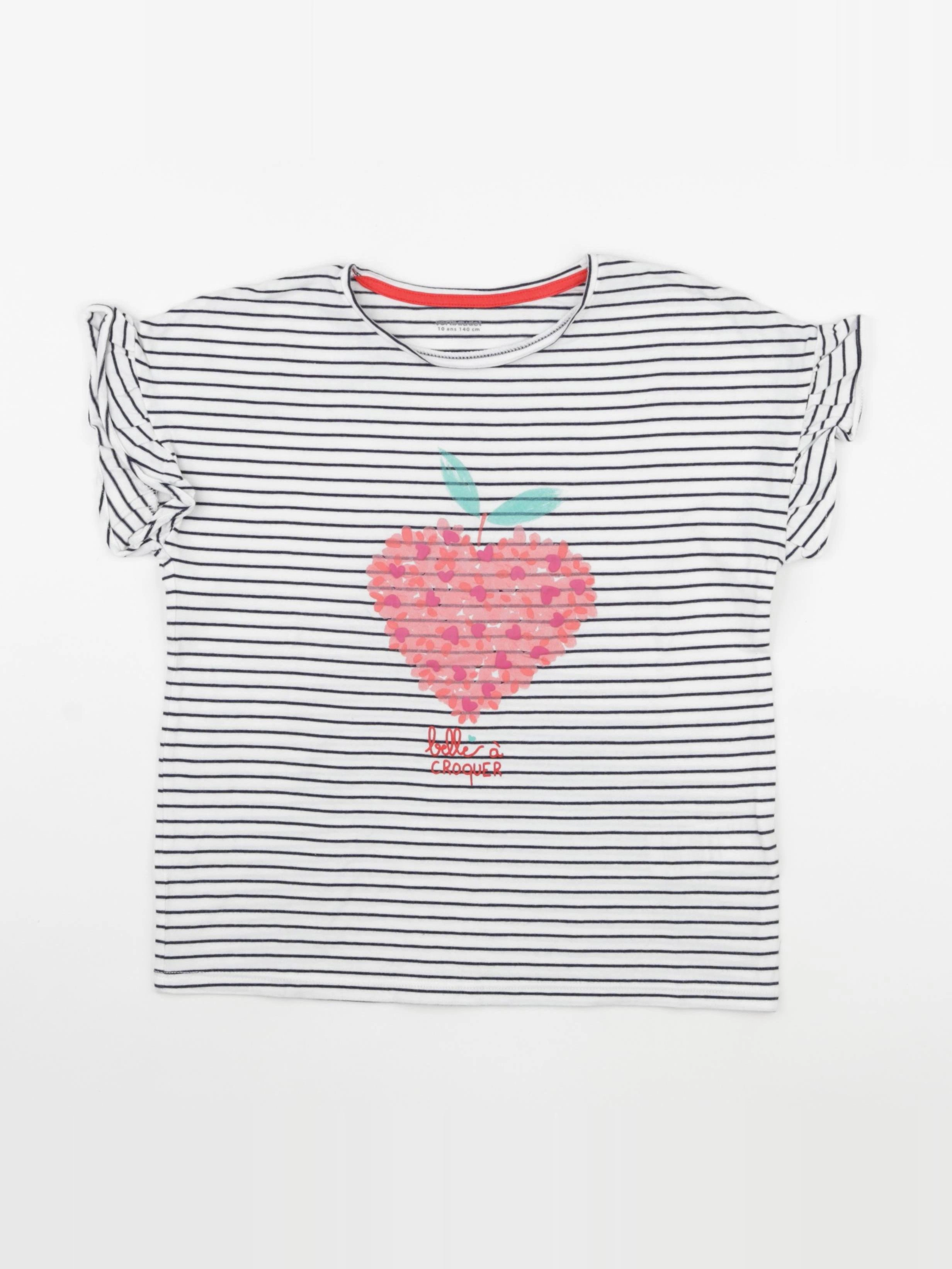 Vertbaudet - tee-shirt blanc, bleu - 10 ans