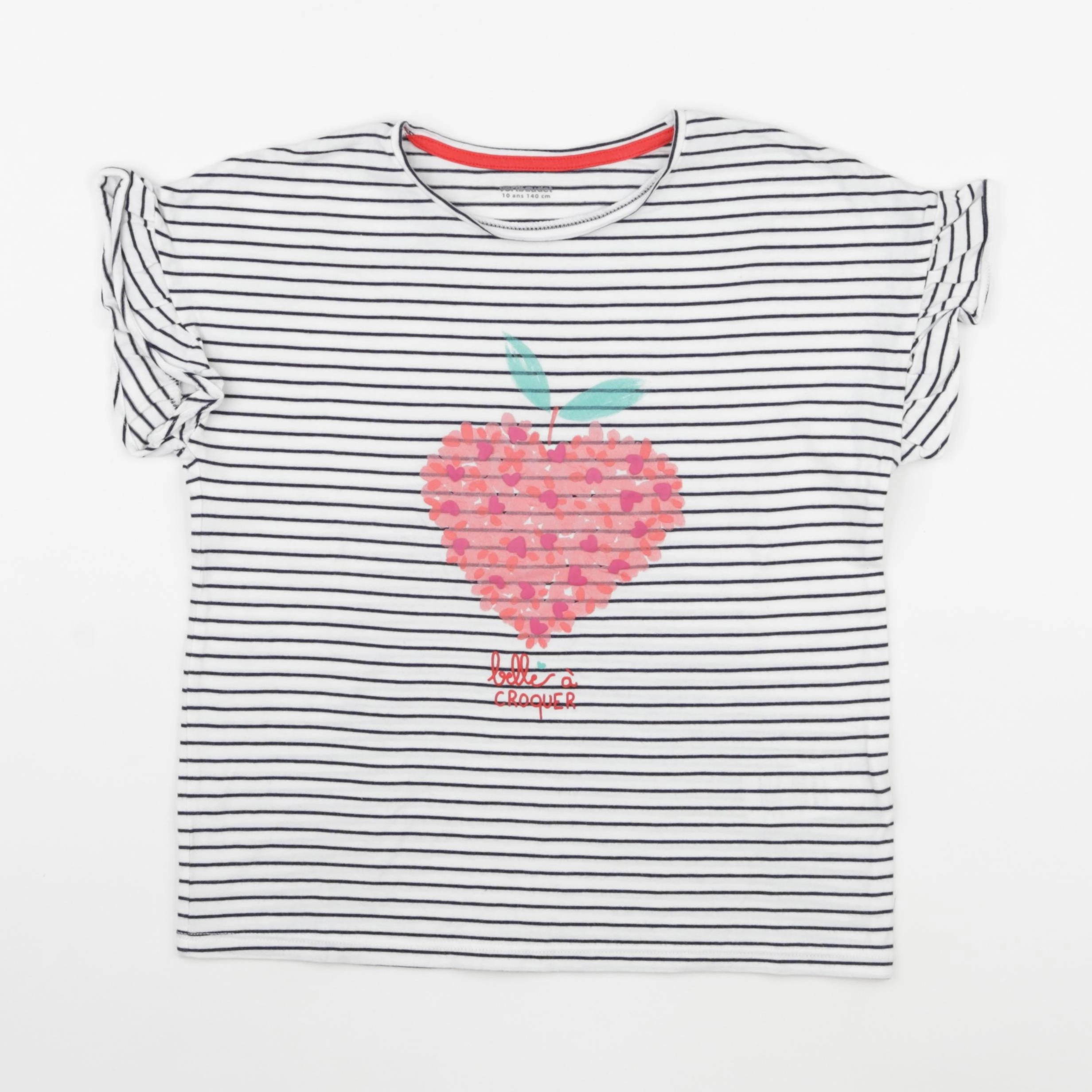 Vertbaudet - tee-shirt blanc, bleu - 10 ans