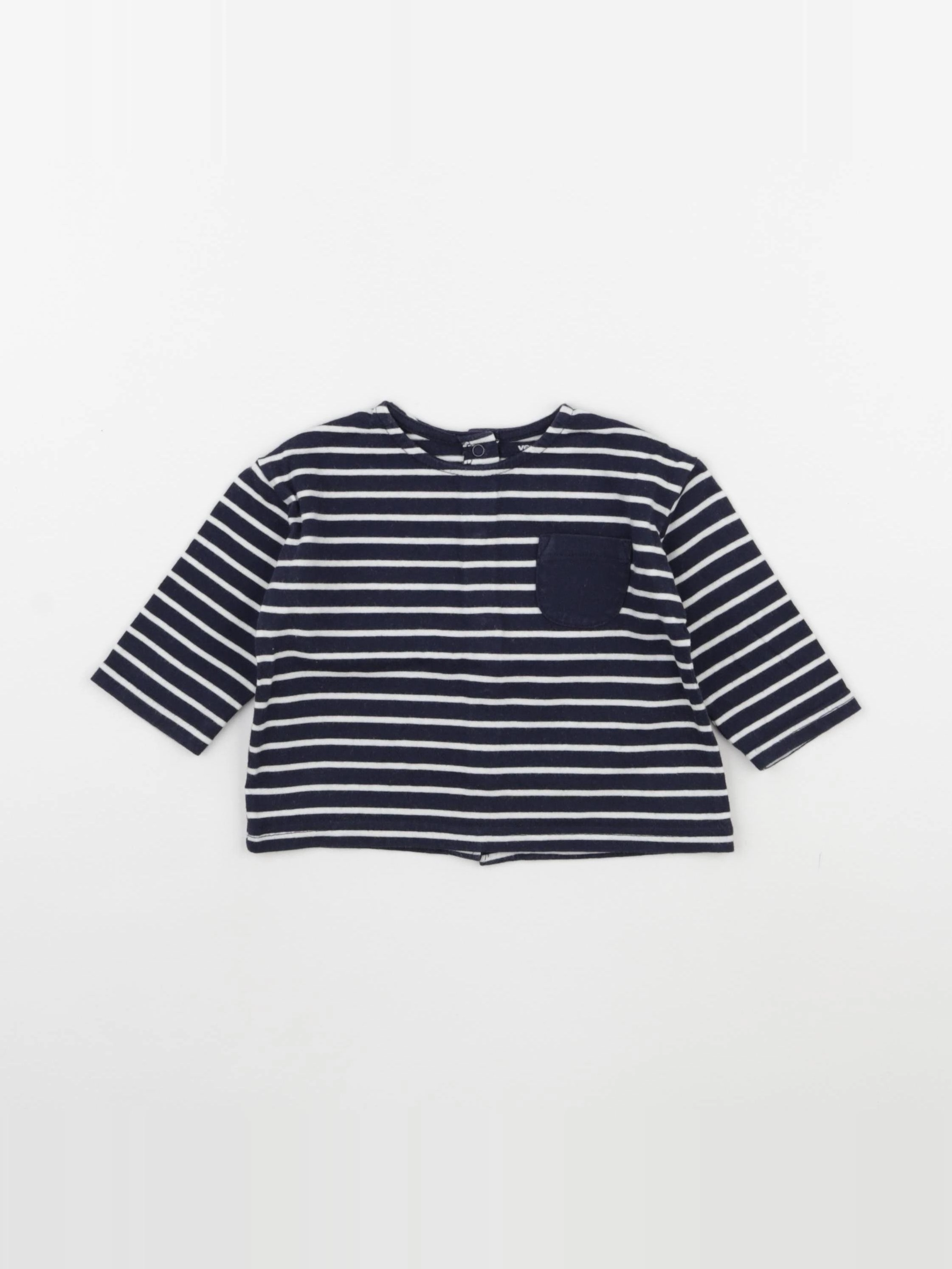 Vertbaudet - tee-shirt bleu, blanc - 6 mois