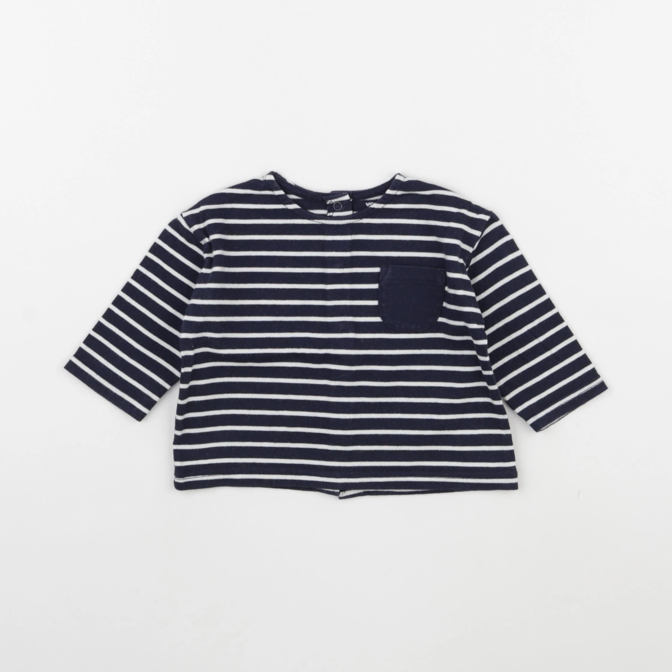 Vertbaudet - tee-shirt bleu, blanc - 6 mois