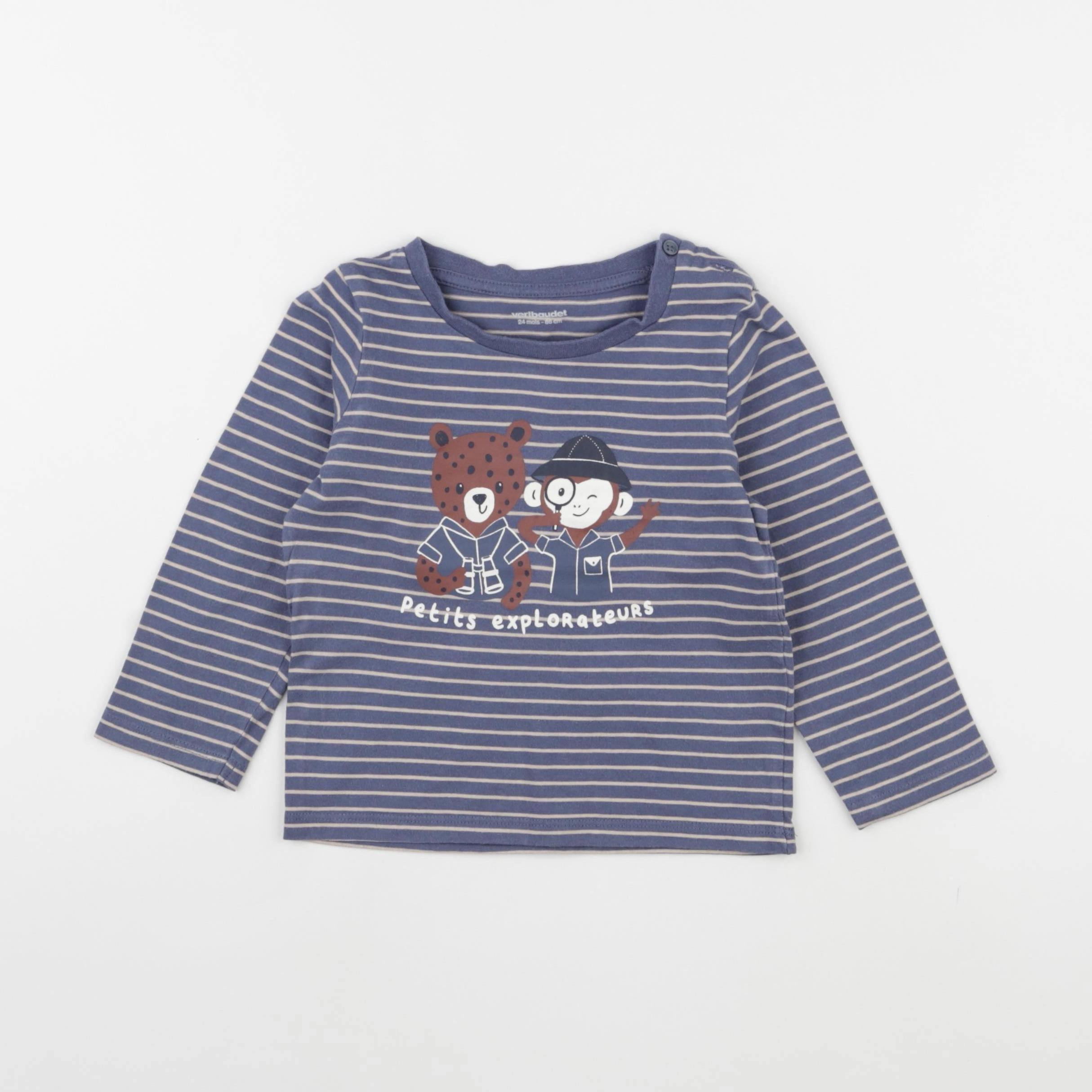 Vertbaudet - tee-shirt bleu - 24 mois