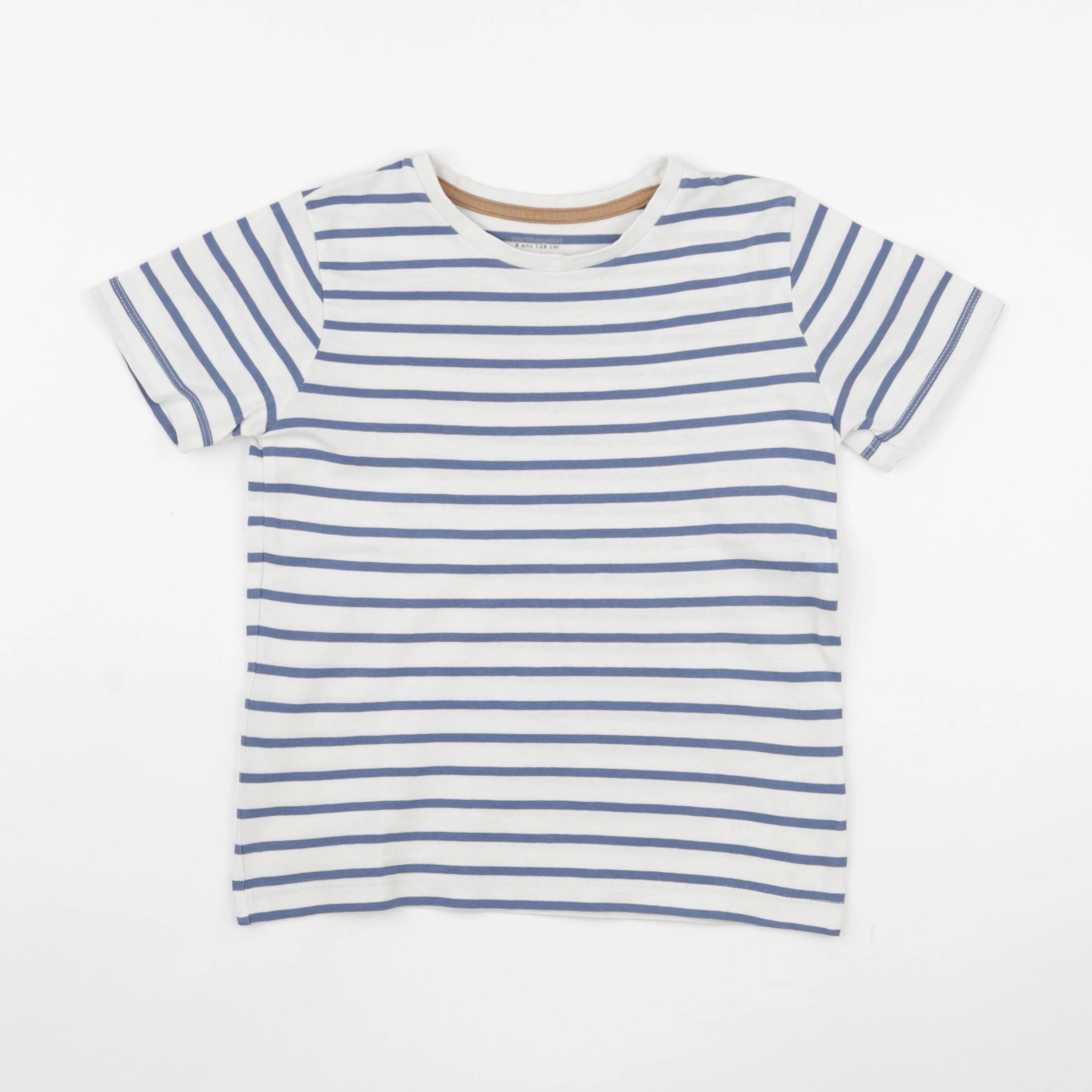 Vertbaudet - tee-shirt bleu, blanc - 8 ans