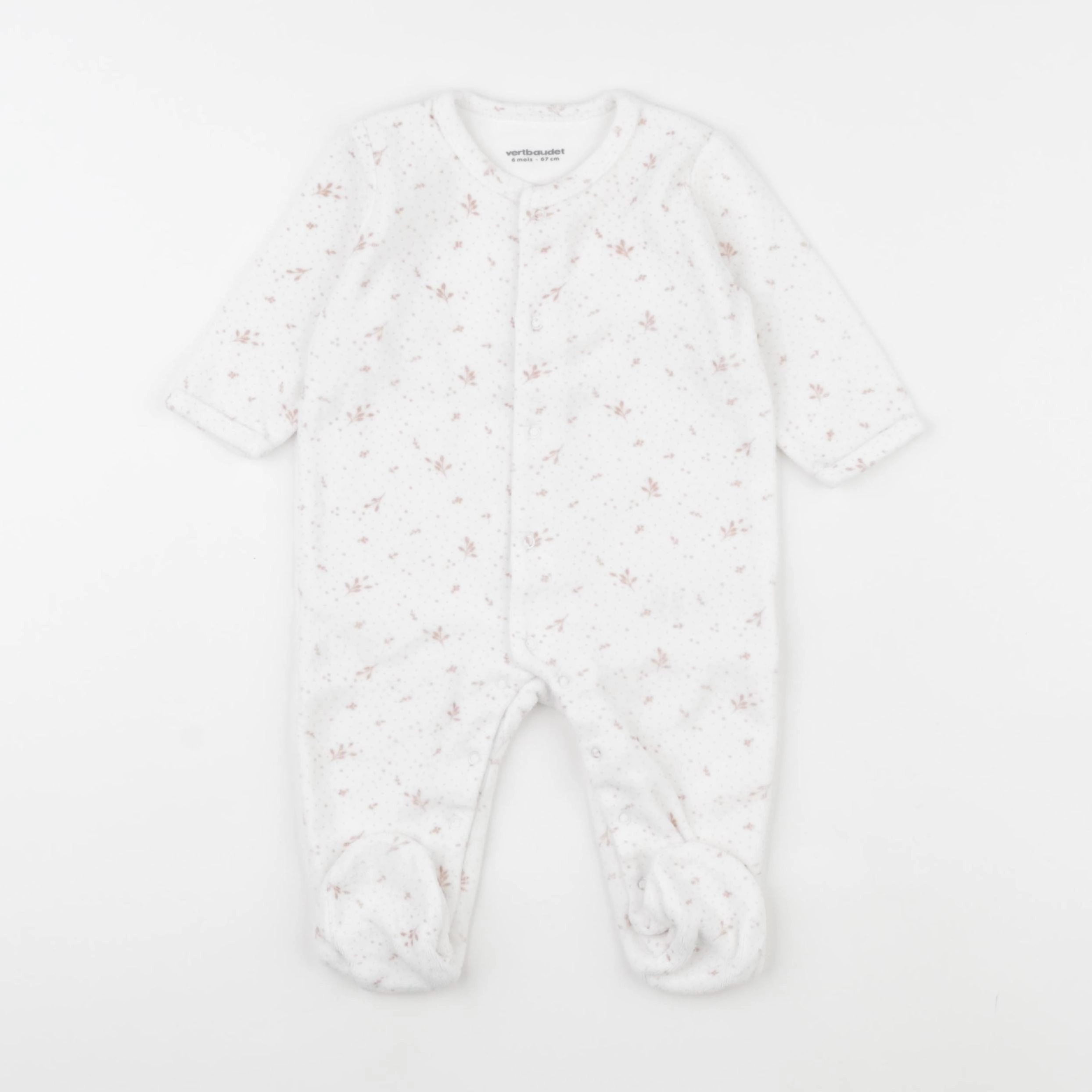 Vertbaudet - pyjama velours blanc - 6 mois