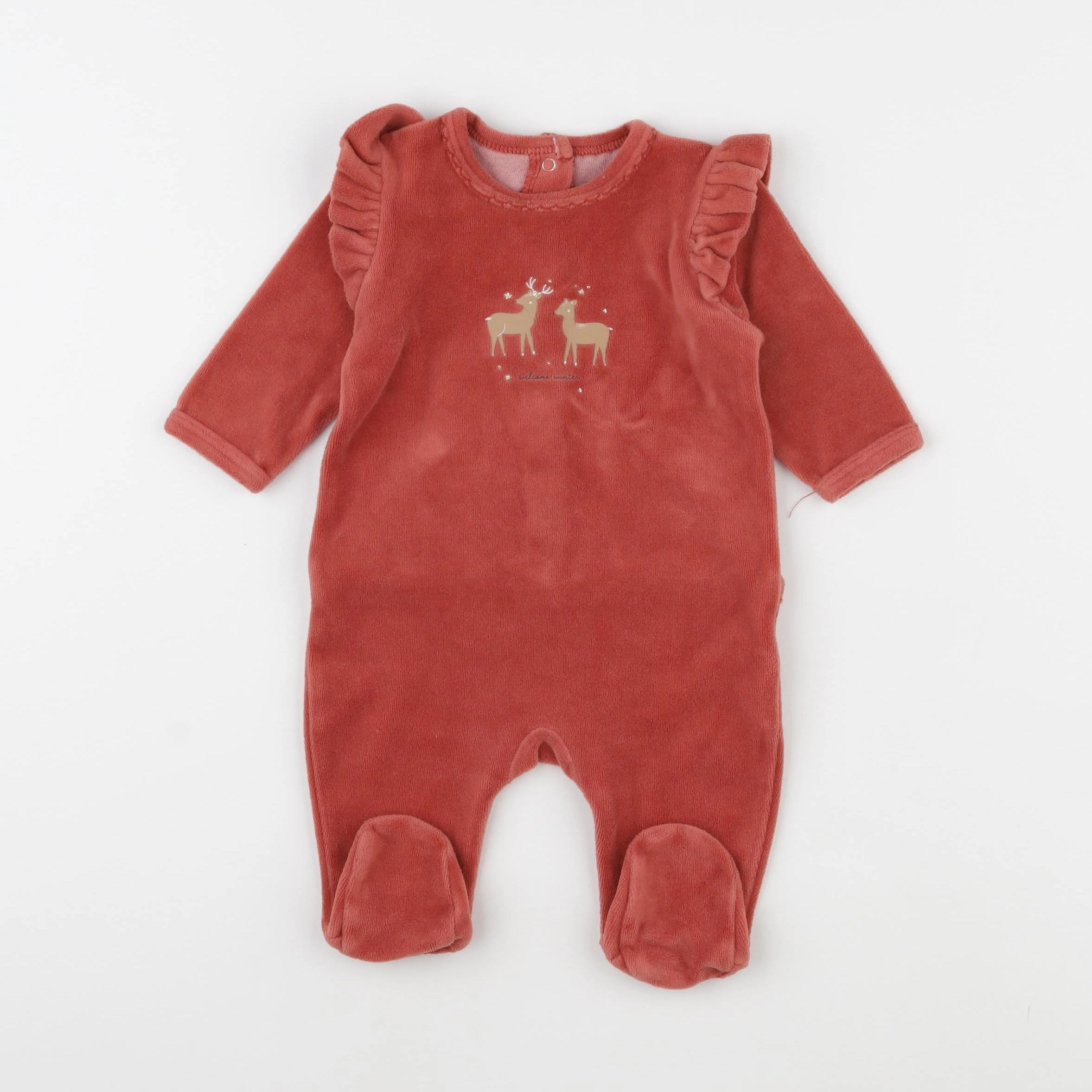 Vertbaudet - pyjama velours rouge - 3 mois