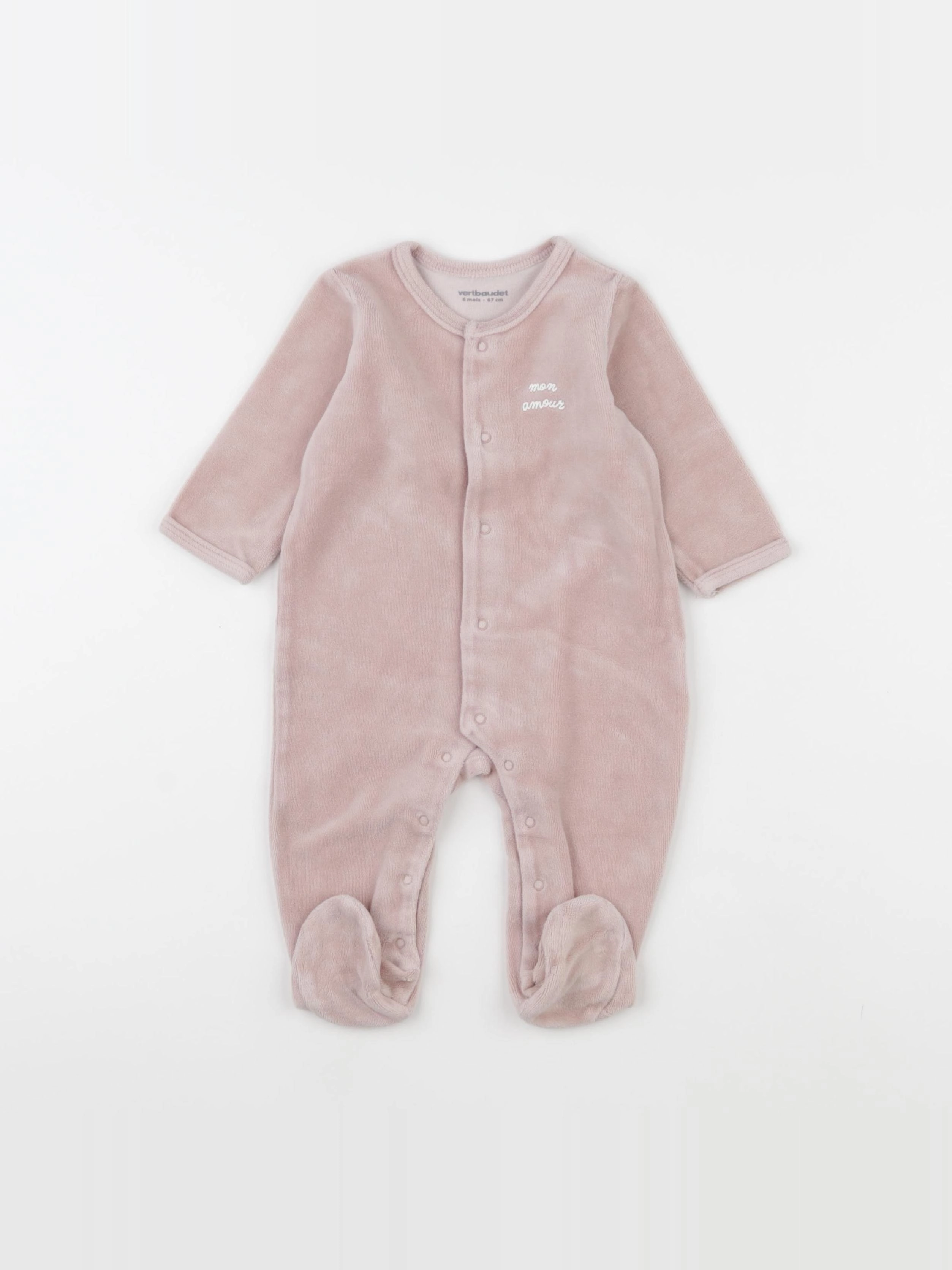 Vertbaudet - pyjama velours rose - 6 mois