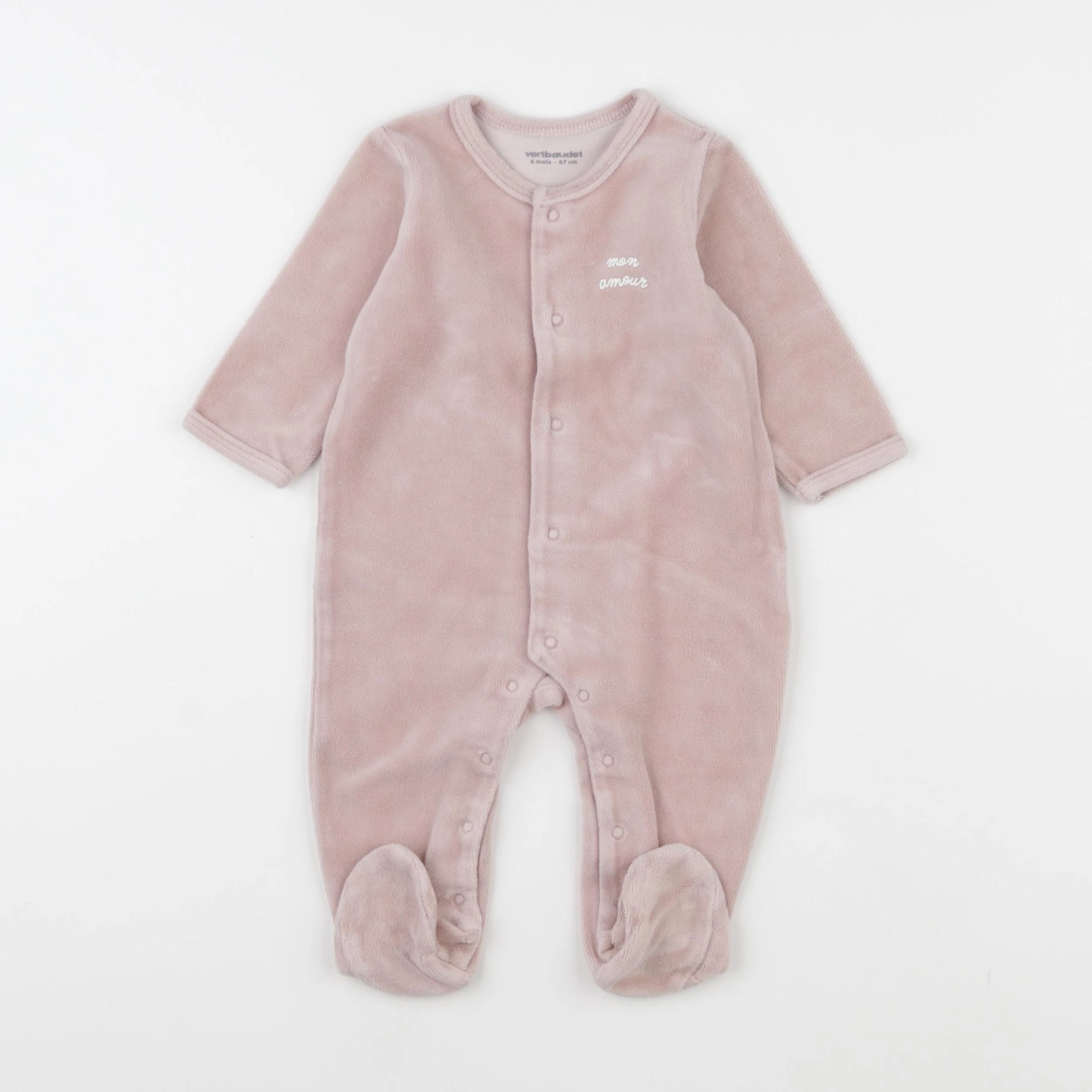 Vertbaudet - pyjama velours rose - 6 mois