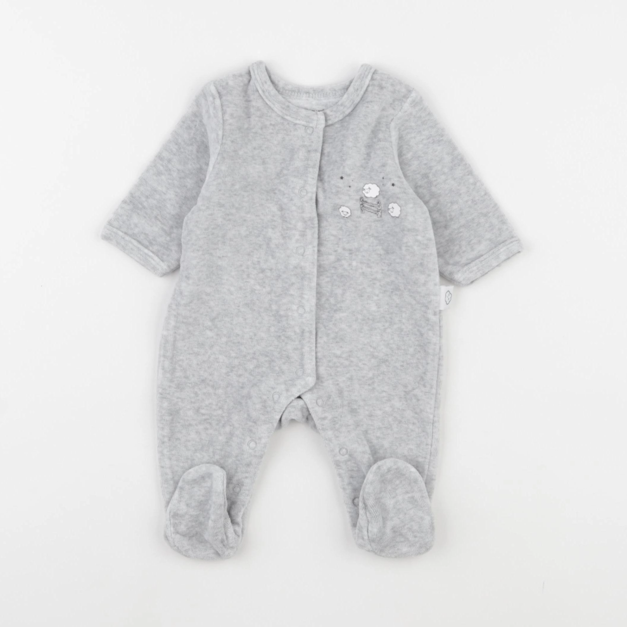 Vertbaudet - pyjama velours gris - 1 mois