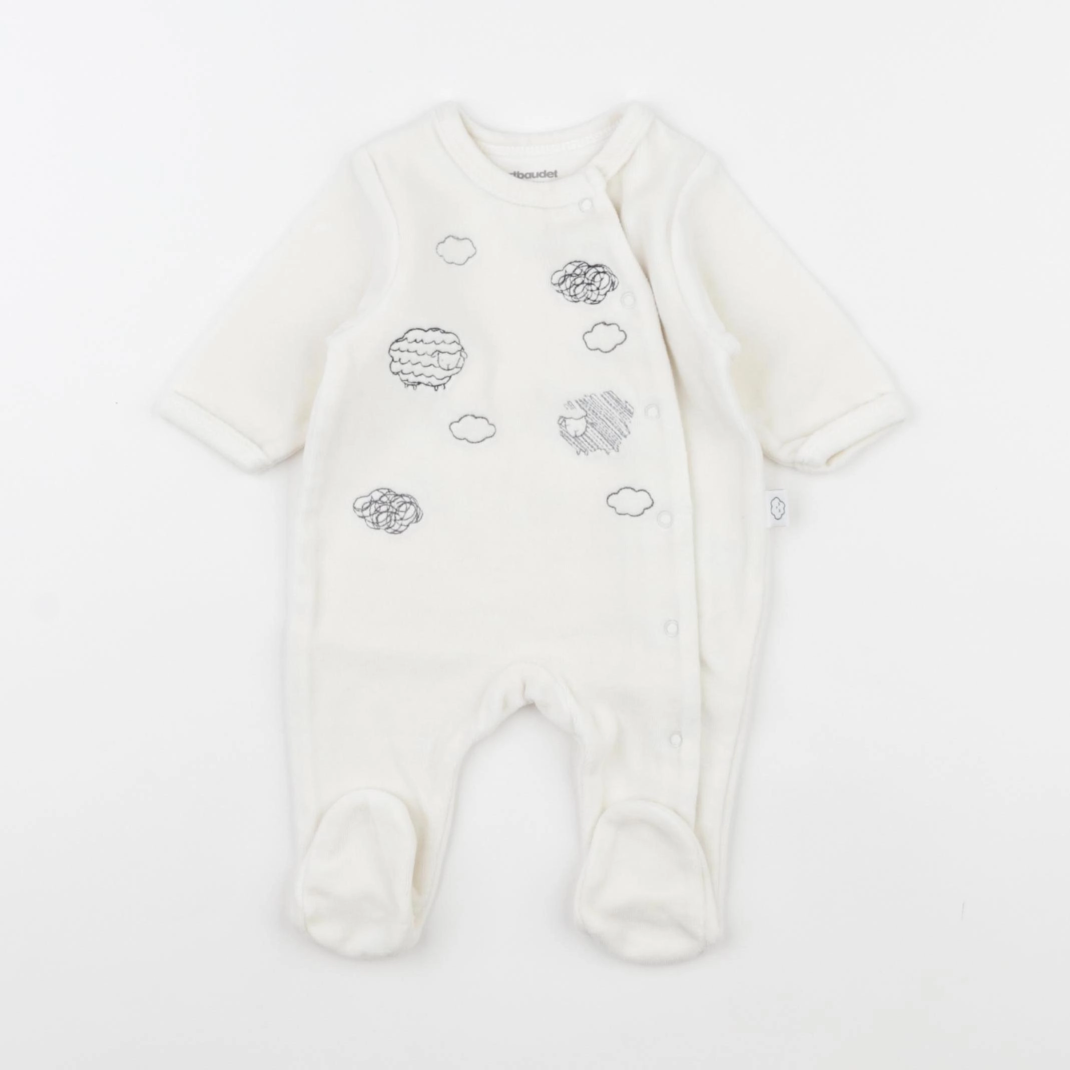 Vertbaudet - pyjama velours blanc - 1 mois