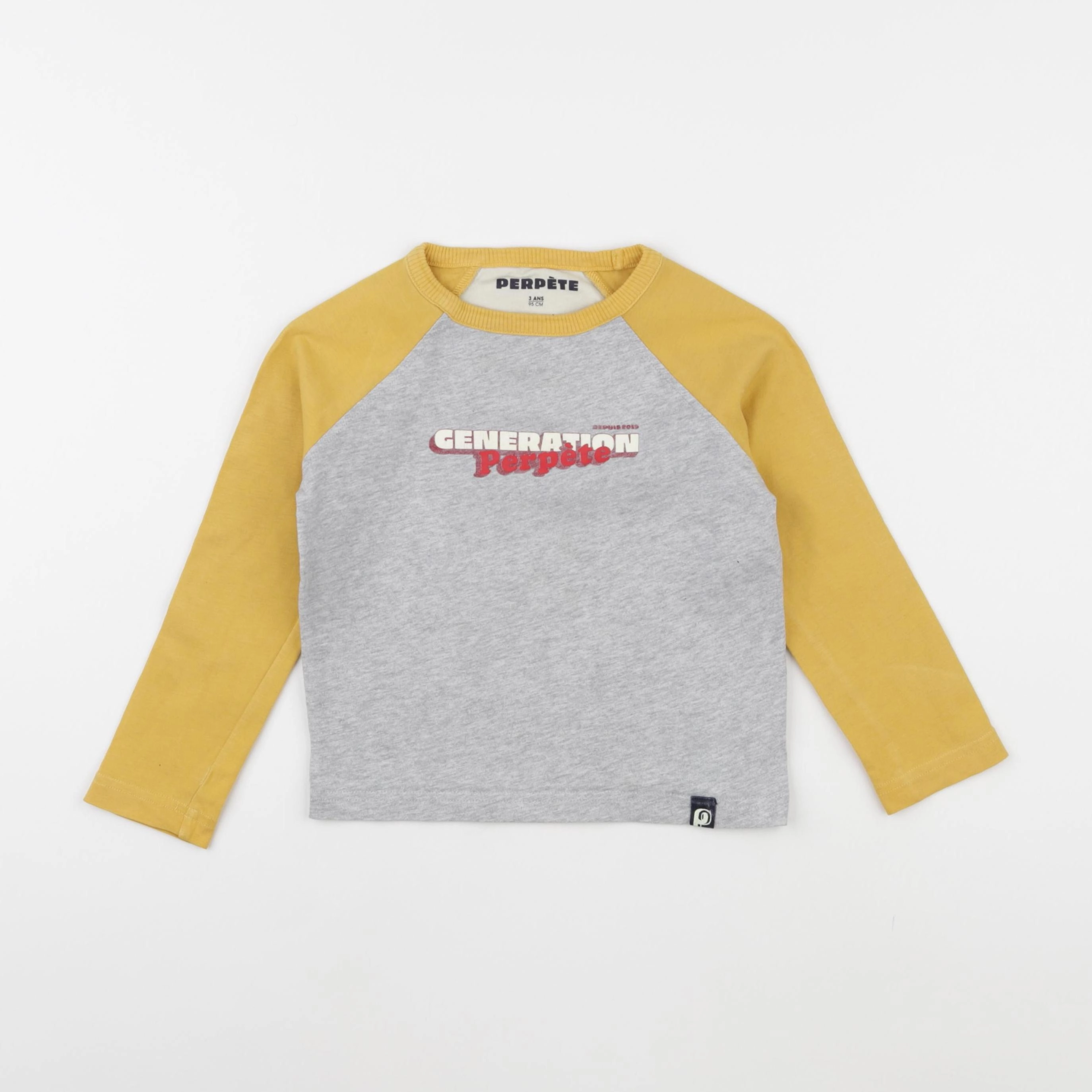 Perpète - tee-shirt jaune, gris - 3 ans